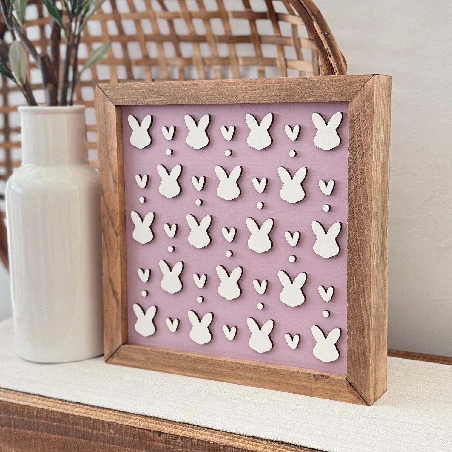 Large Wooden Framed Pastel Easter Sign