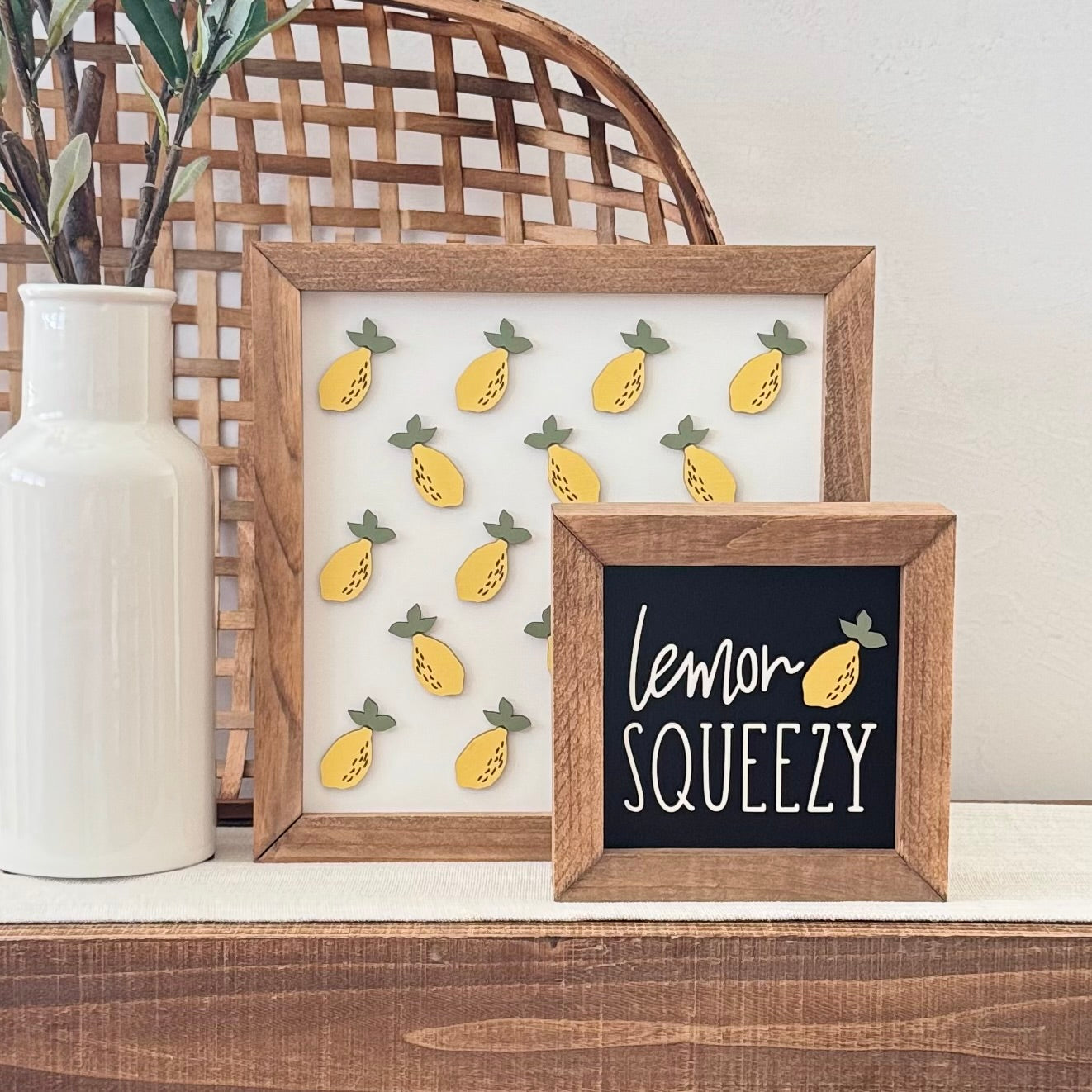 Large Wooden Framed Lemon Themed Sign