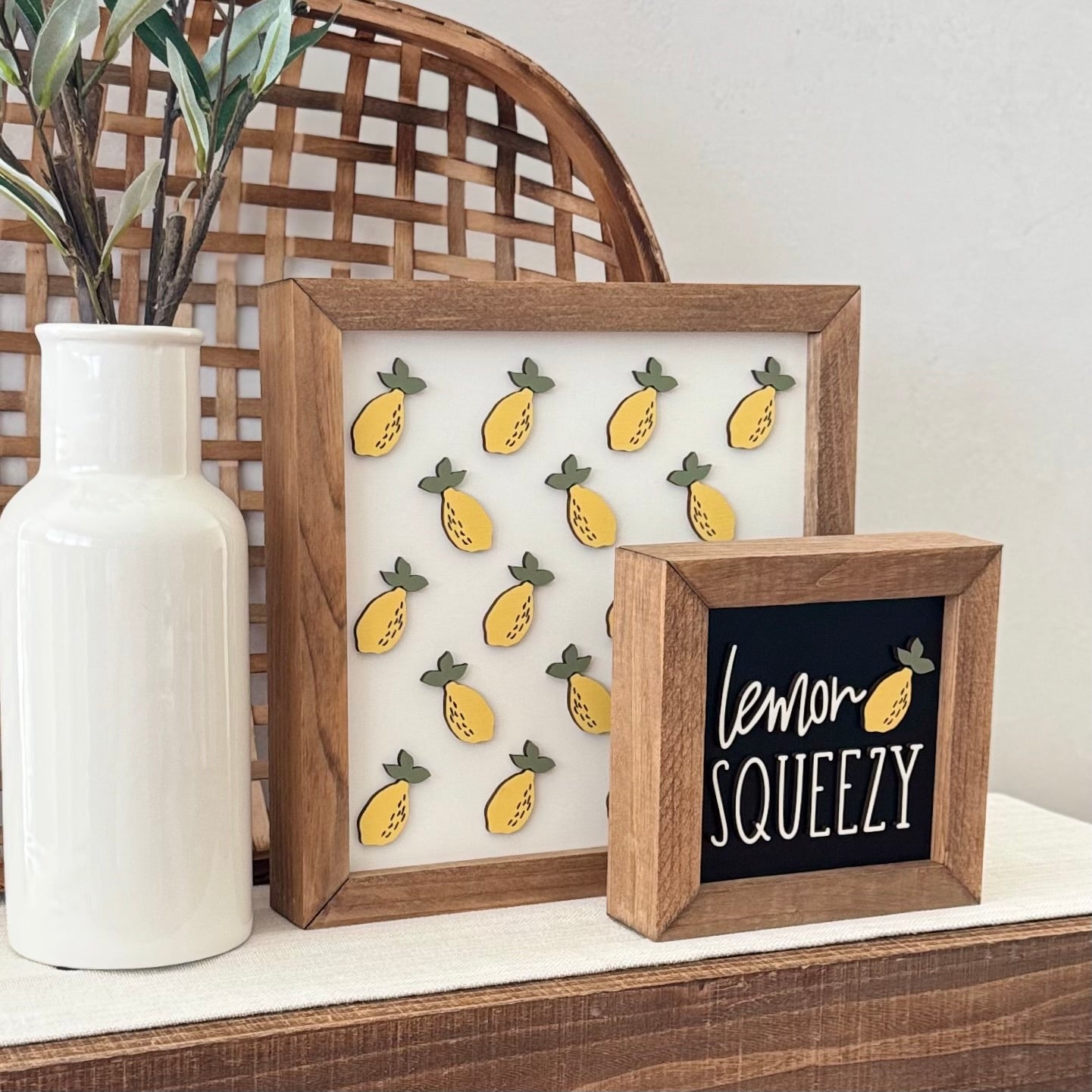 Wooden Framed Lemon Themed Sign