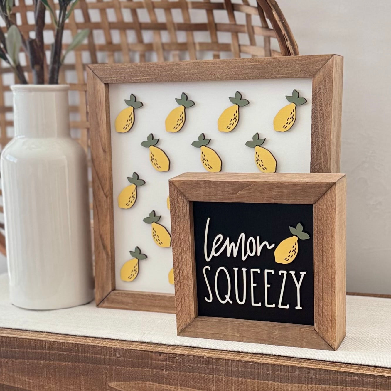 Wooden Framed Lemon Themed Sign