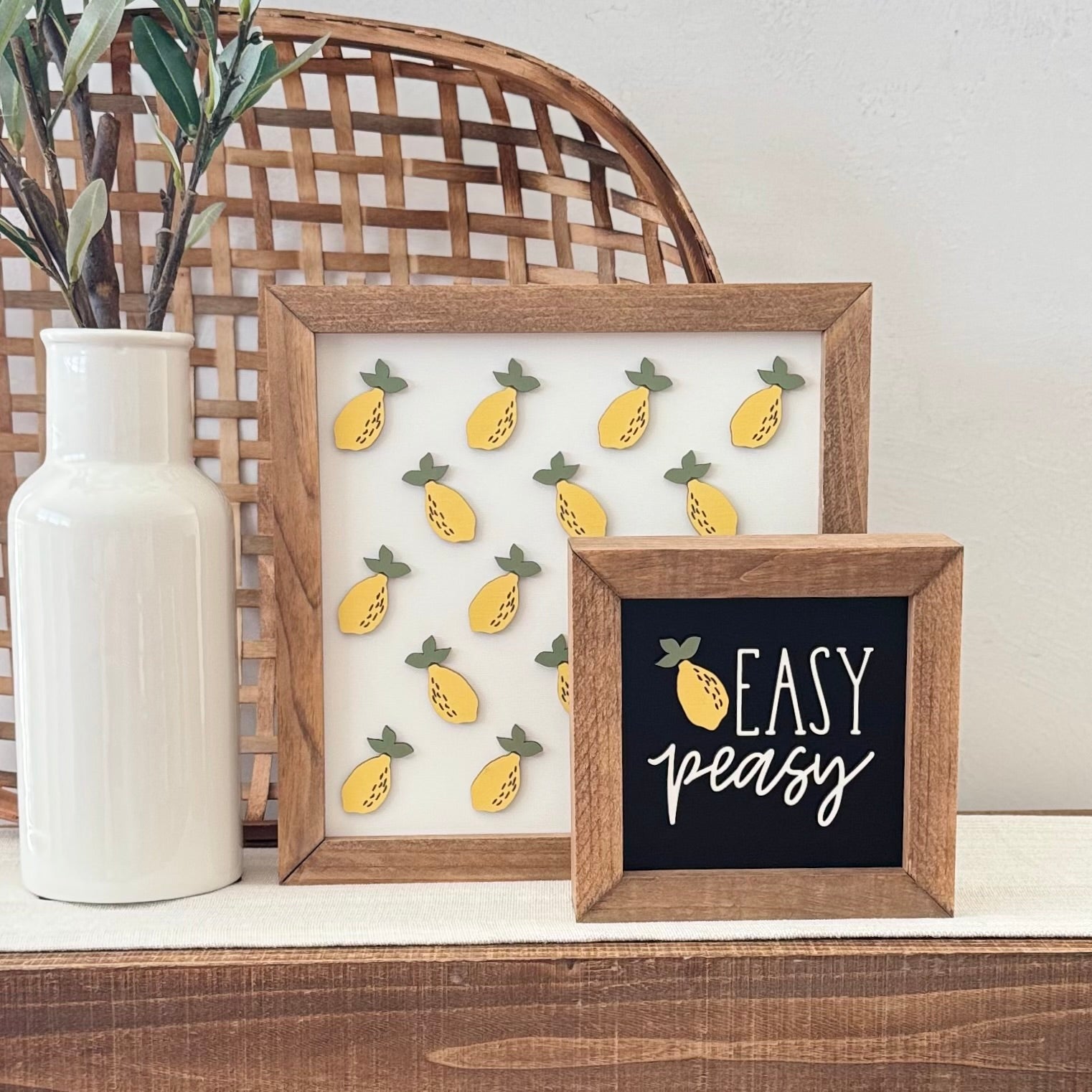 Large Wooden Framed Lemon Themed Sign