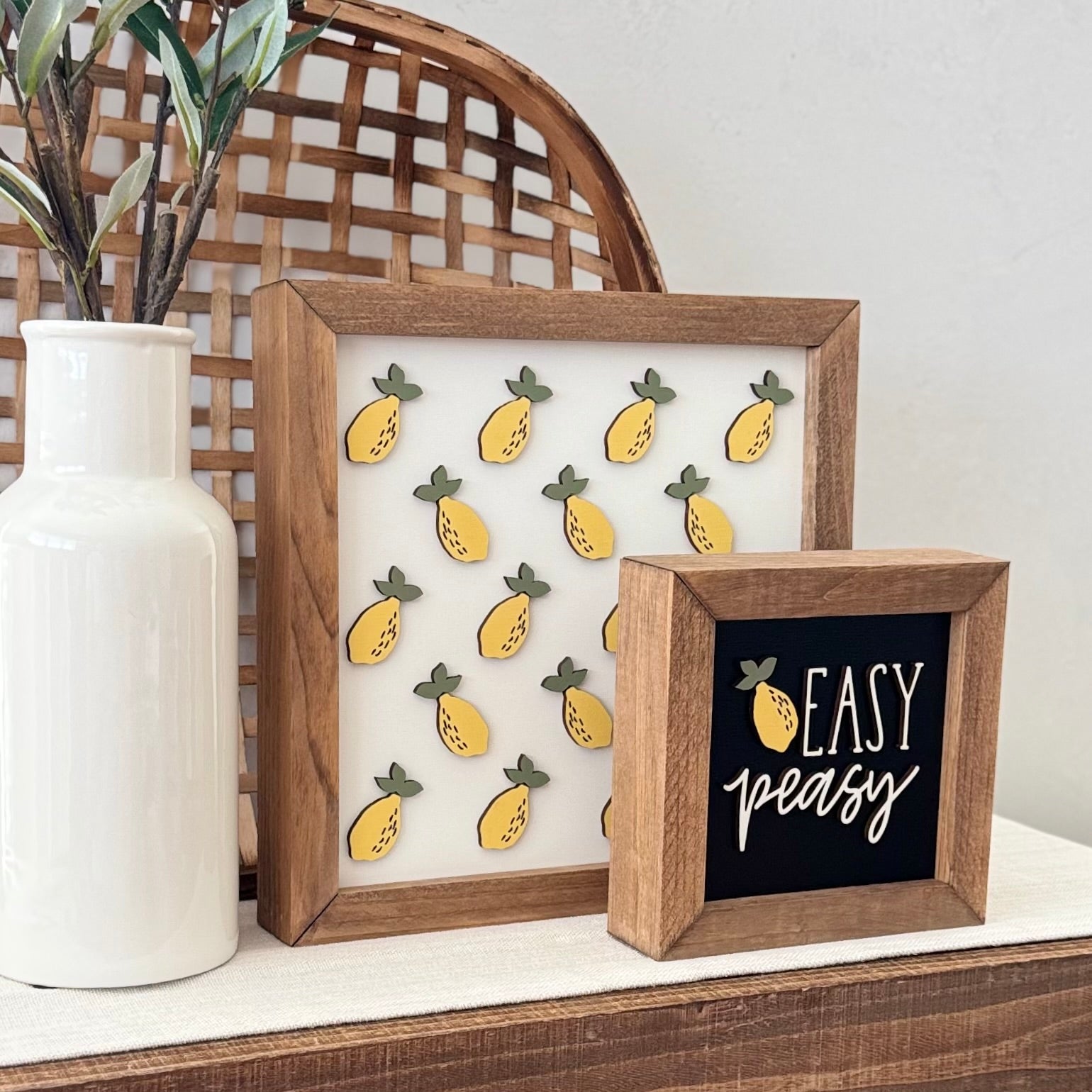 Wooden Framed Lemon Themed Sign