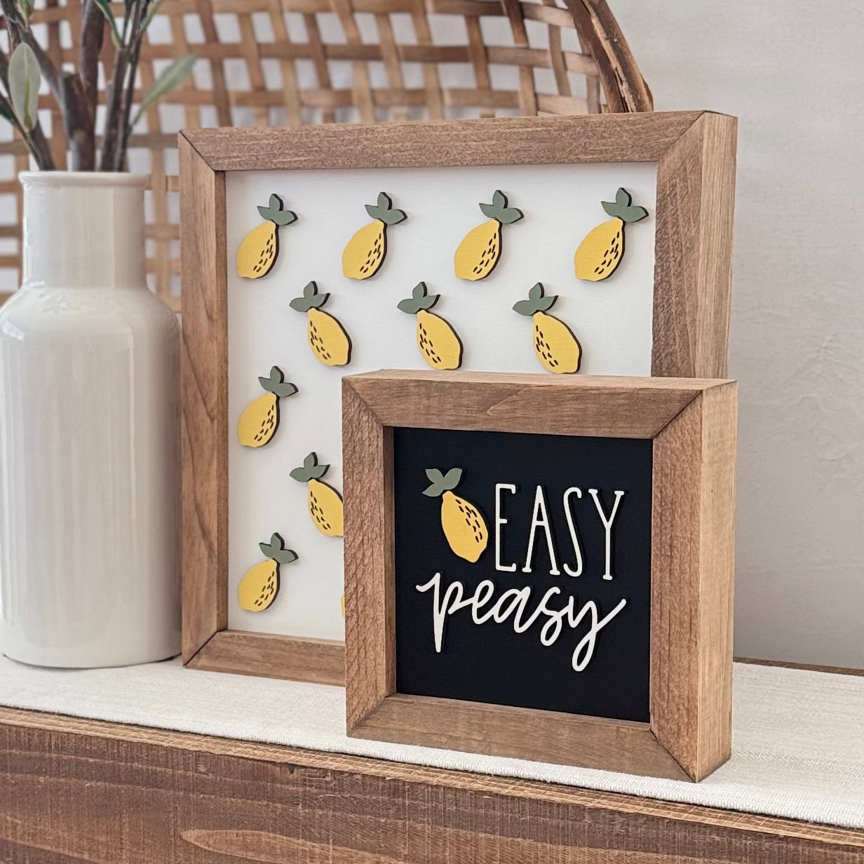 Wooden Framed Lemon Themed Sign