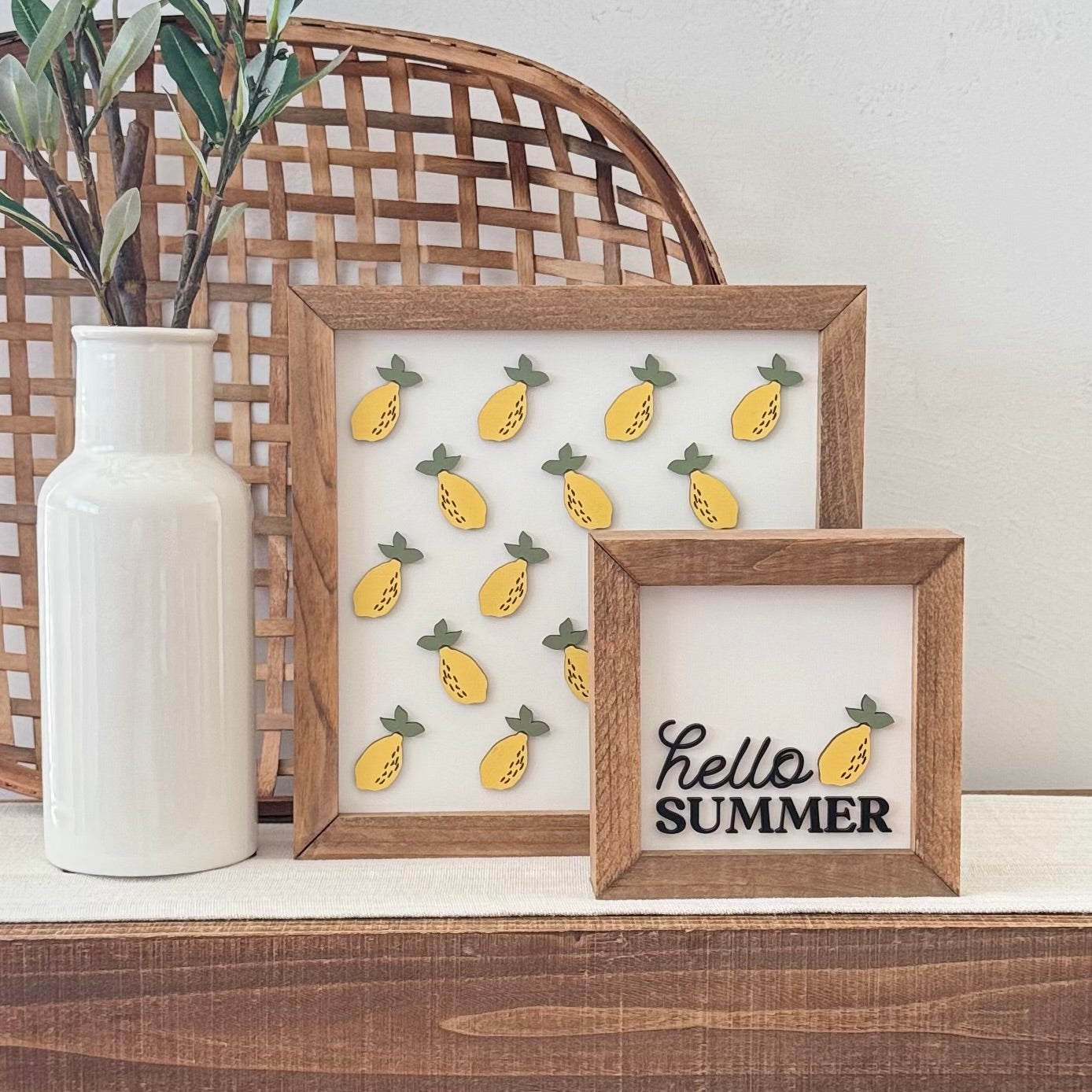 Large Wooden Framed Lemon Themed Sign