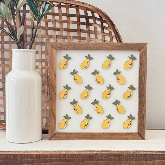 Large Wooden Framed Lemon Themed Sign