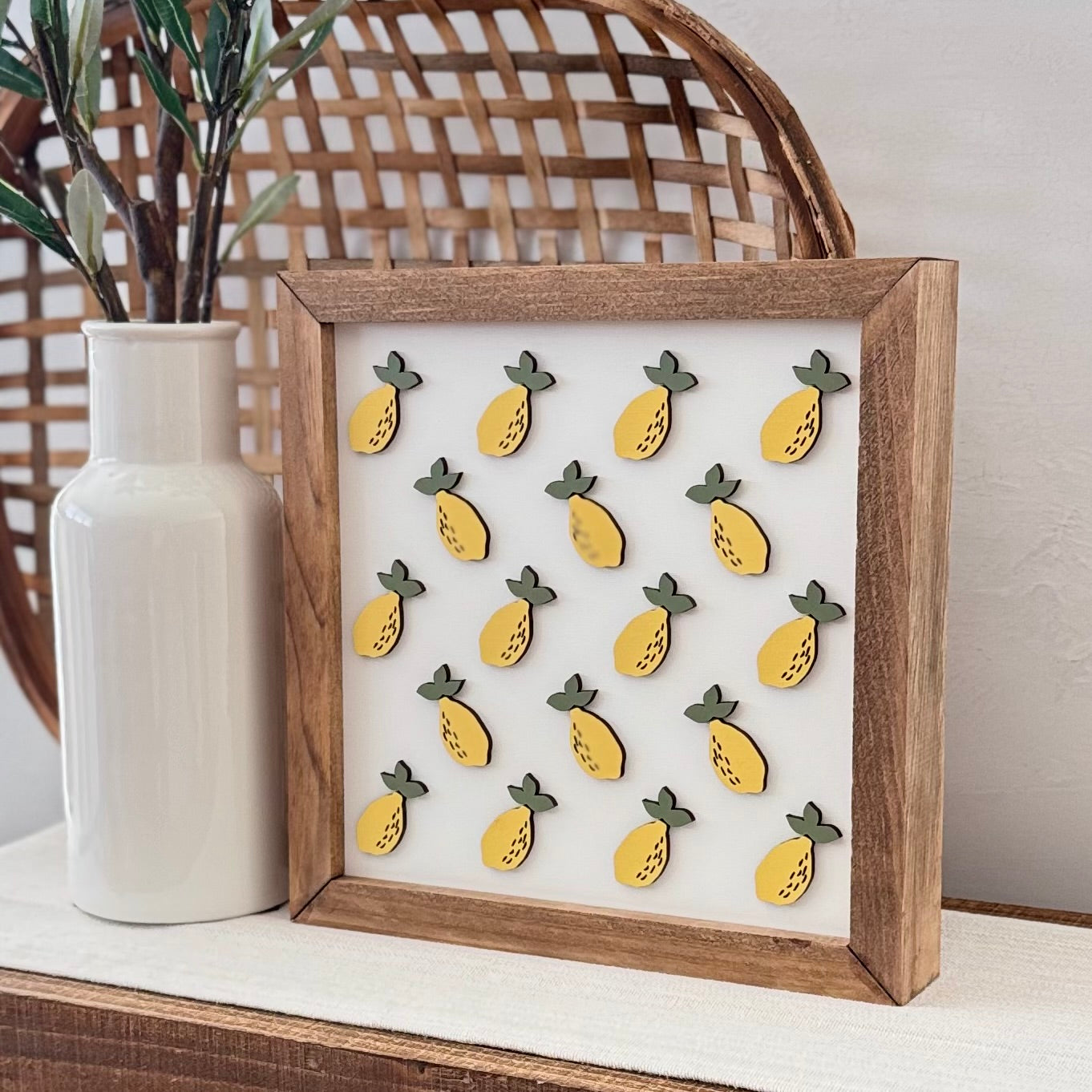 Large Wooden Framed Lemon Themed Sign