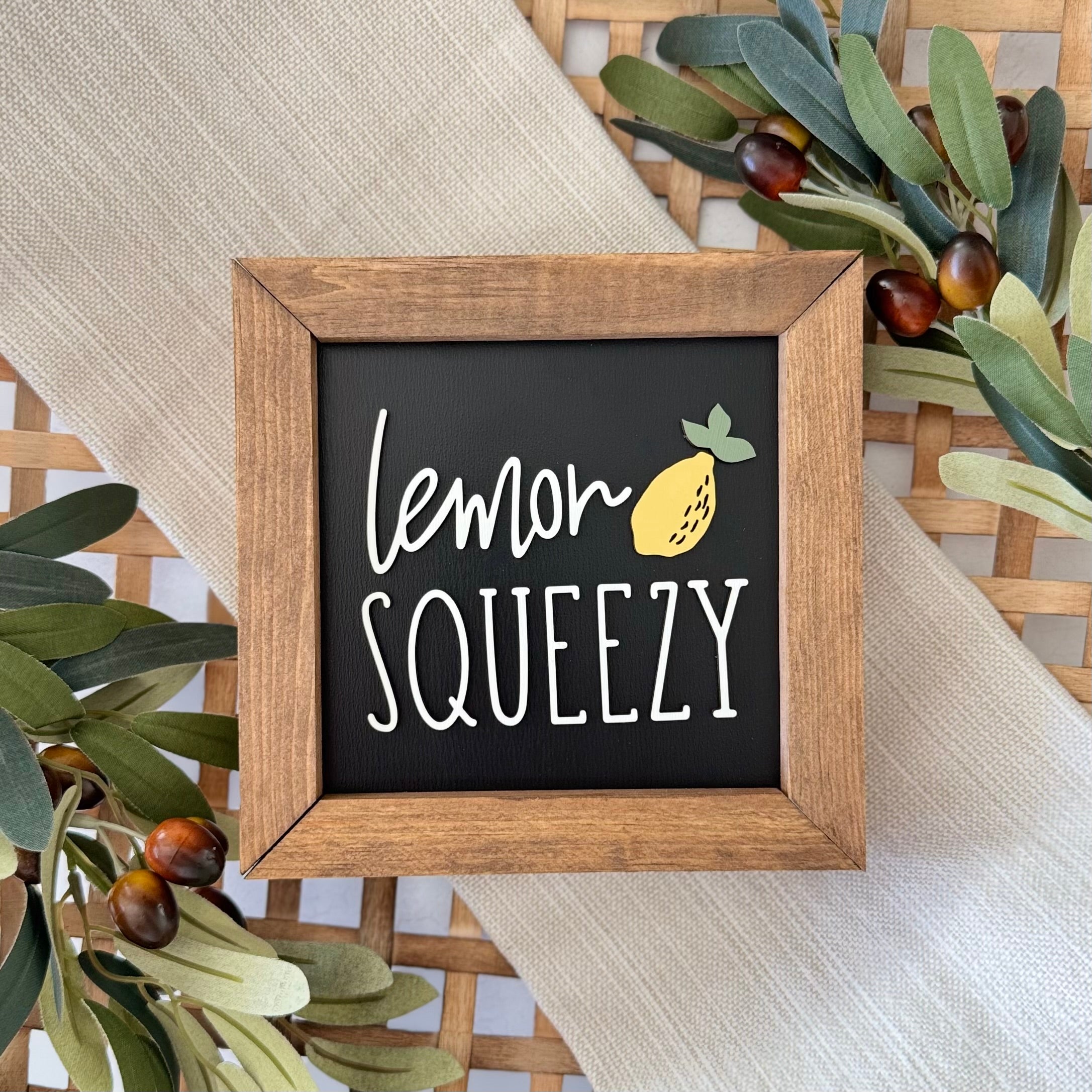Wooden Framed Lemon Themed Sign
