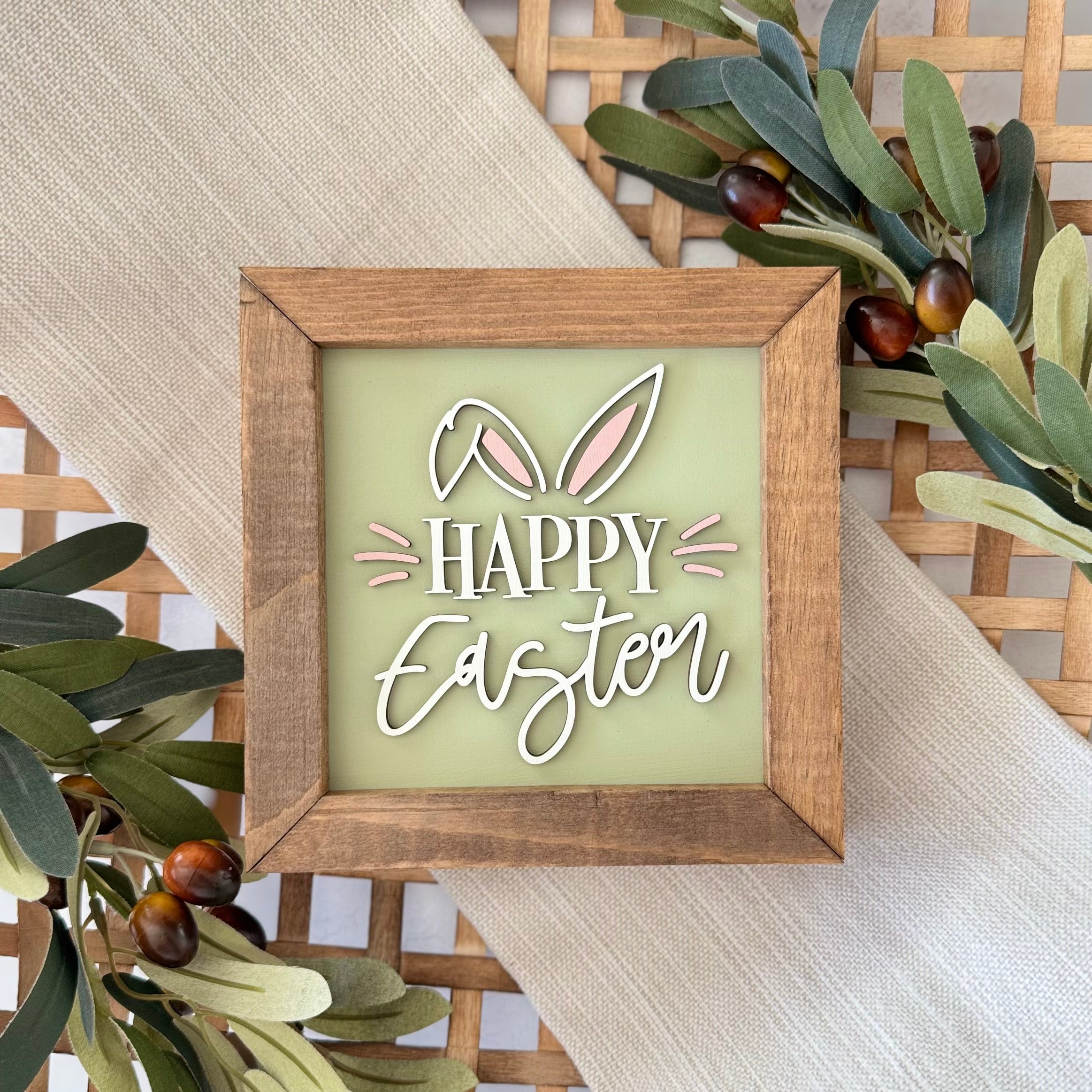 Wooden Framed Pastel Easter Sign