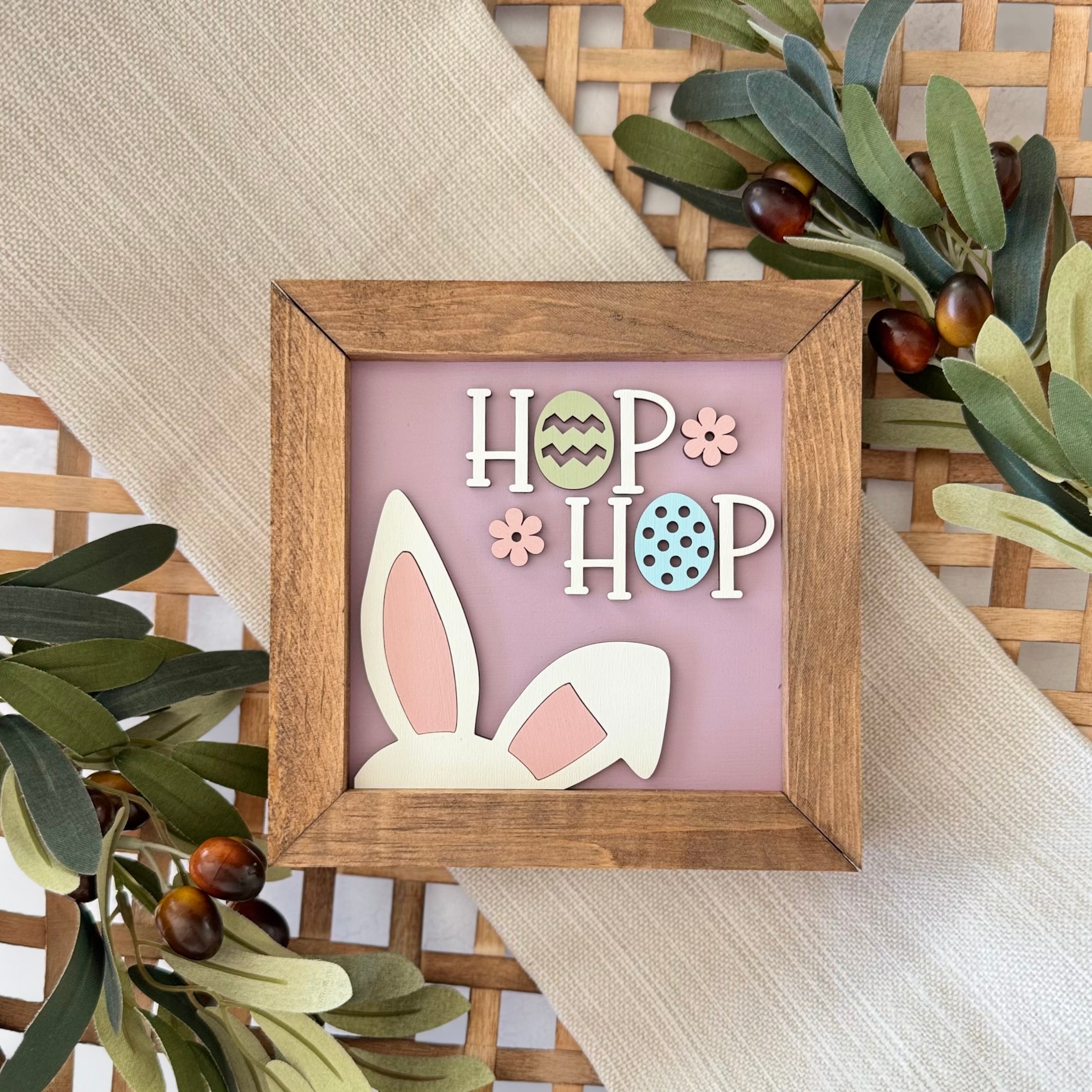 Wooden Framed Pastel Easter Sign