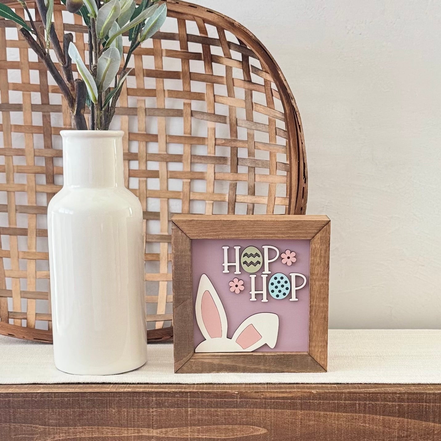 Wooden Framed Pastel Easter Sign