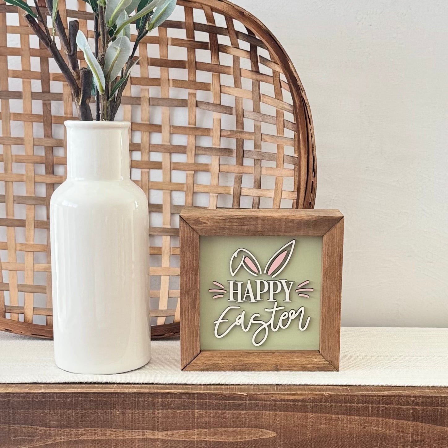 Wooden Framed Pastel Easter Sign