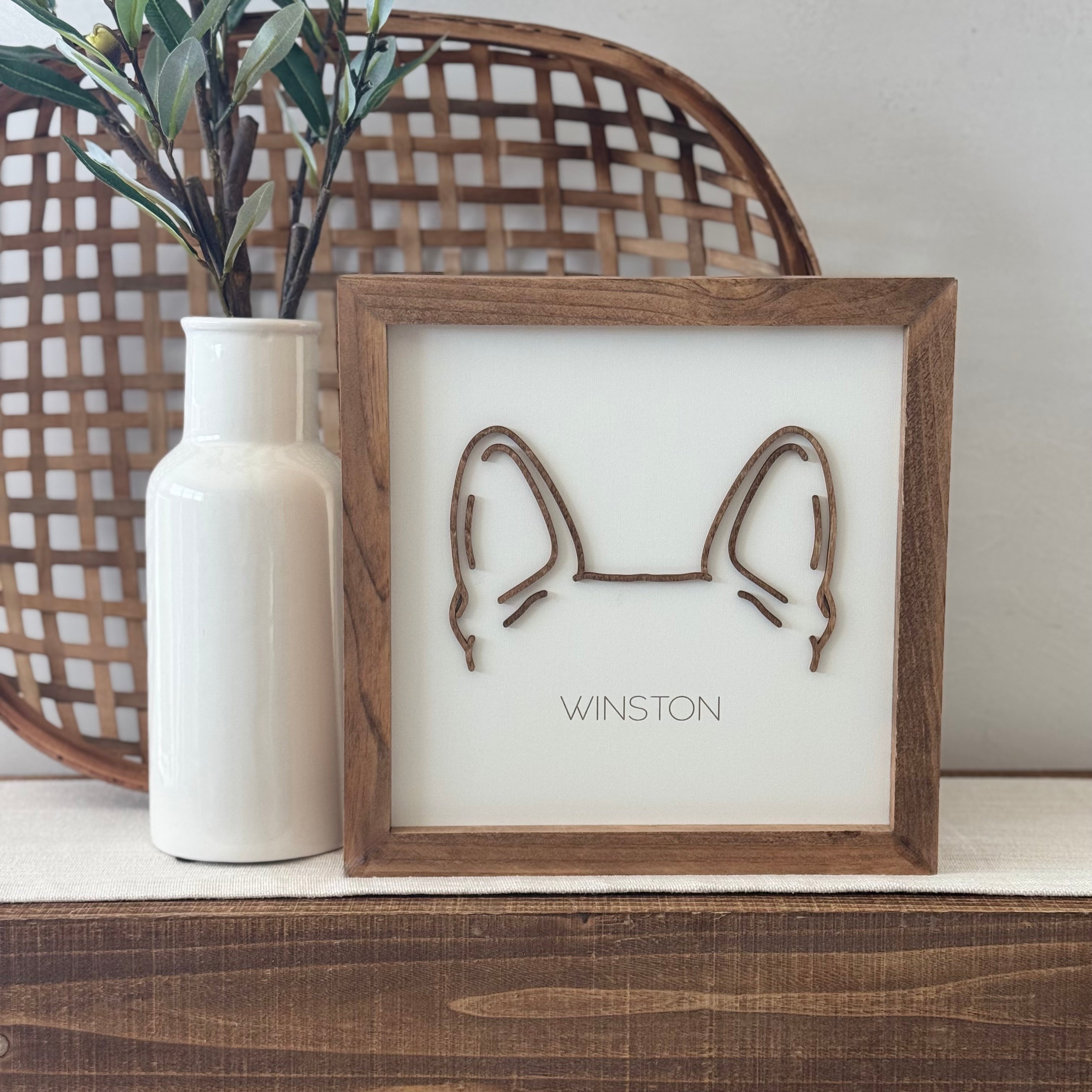 Personalized Dog Ear Outline Sign