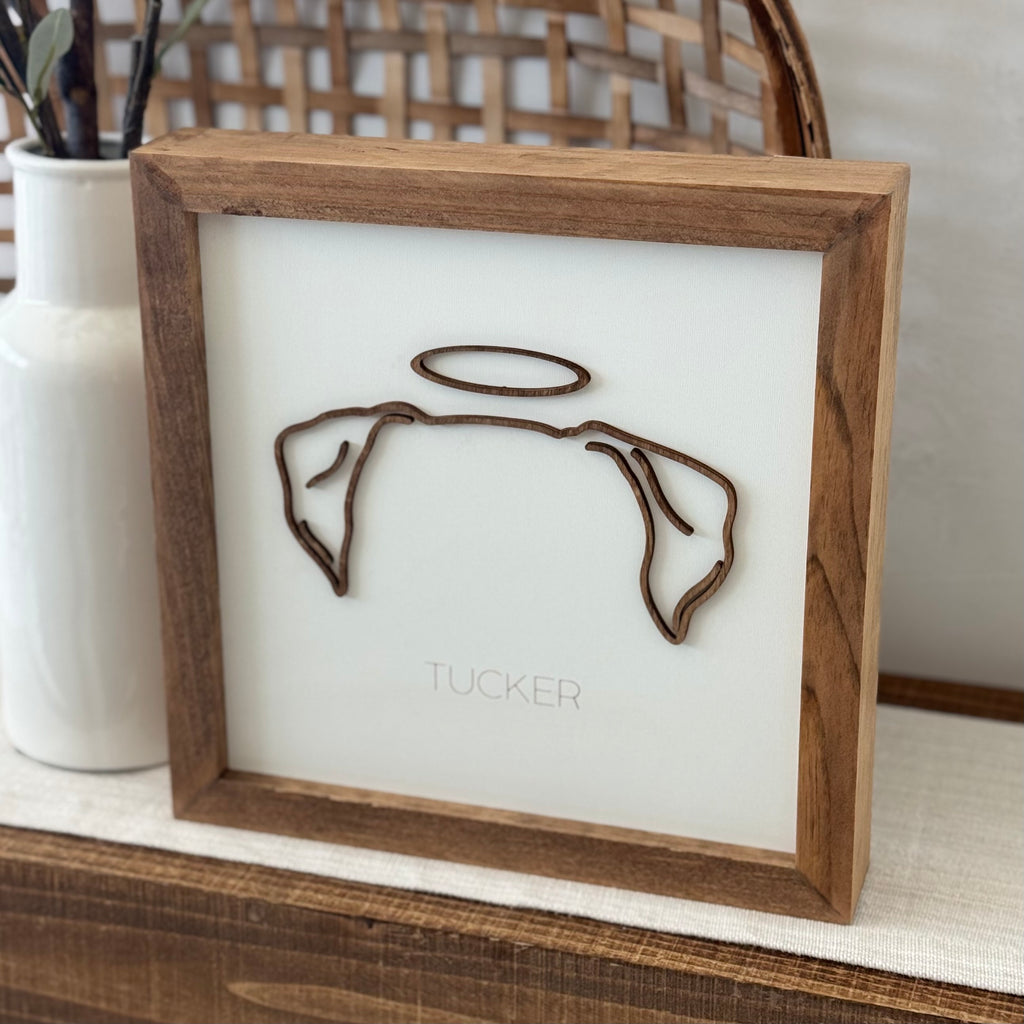 Personalized Dog Ear Silhouette Memorial Sign