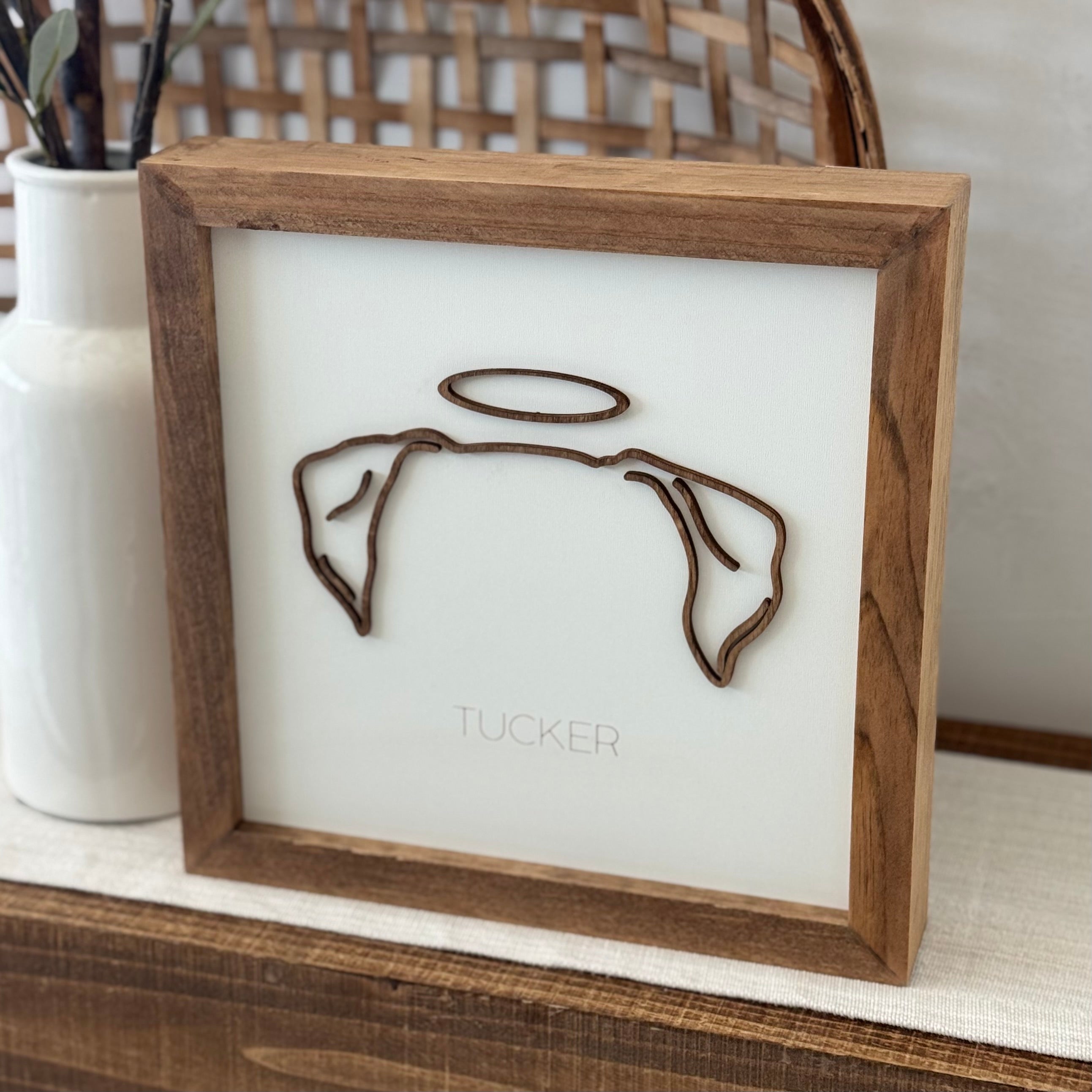 Personalized Dog Ear Silhouette Memorial Sign