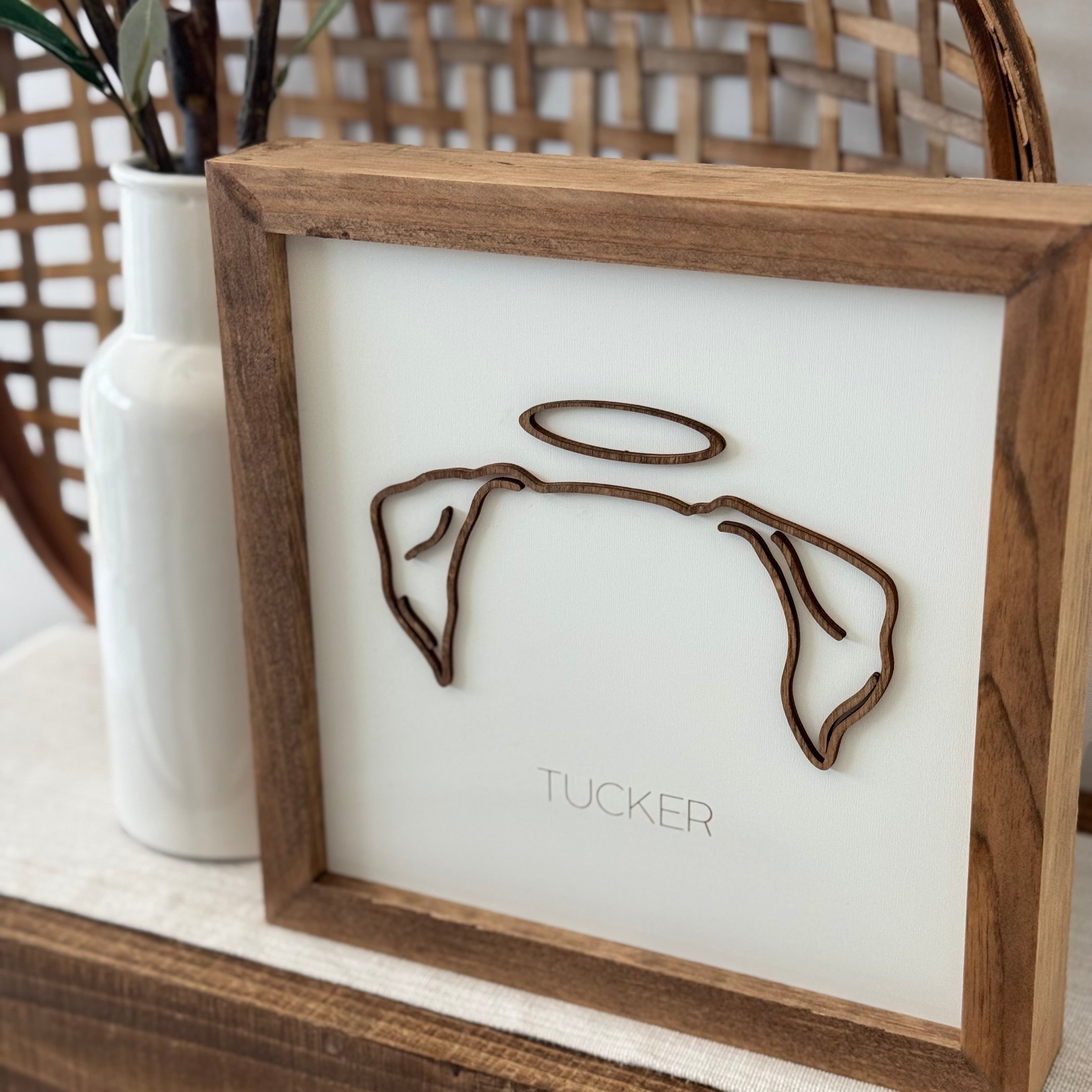 Personalized Dog Ear Silhouette Memorial Sign
