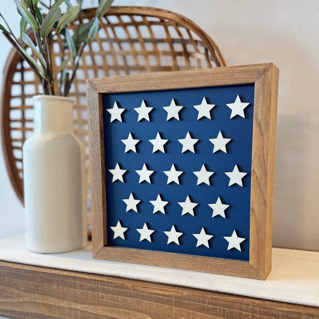 Large Wooden Framed Fourth of July Sign