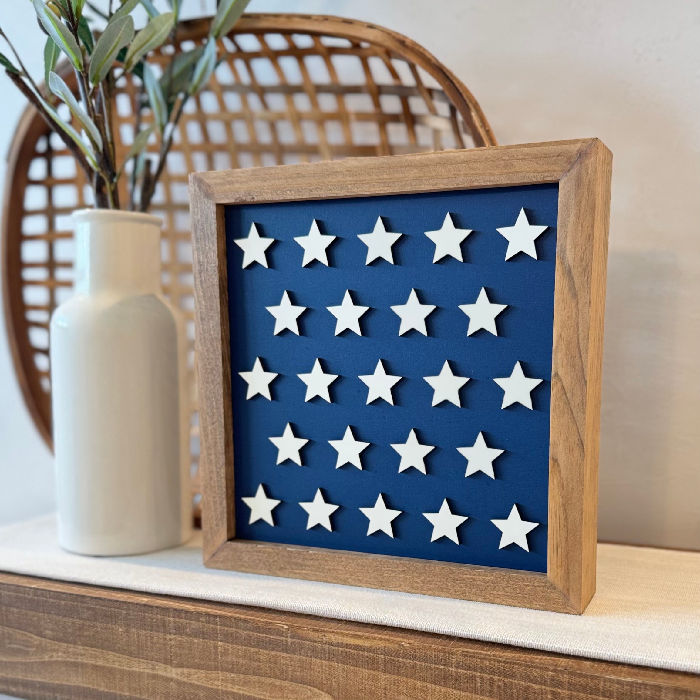 Large Wooden Framed Fourth of July Sign