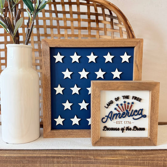 Wooden Framed 4th of July Sign