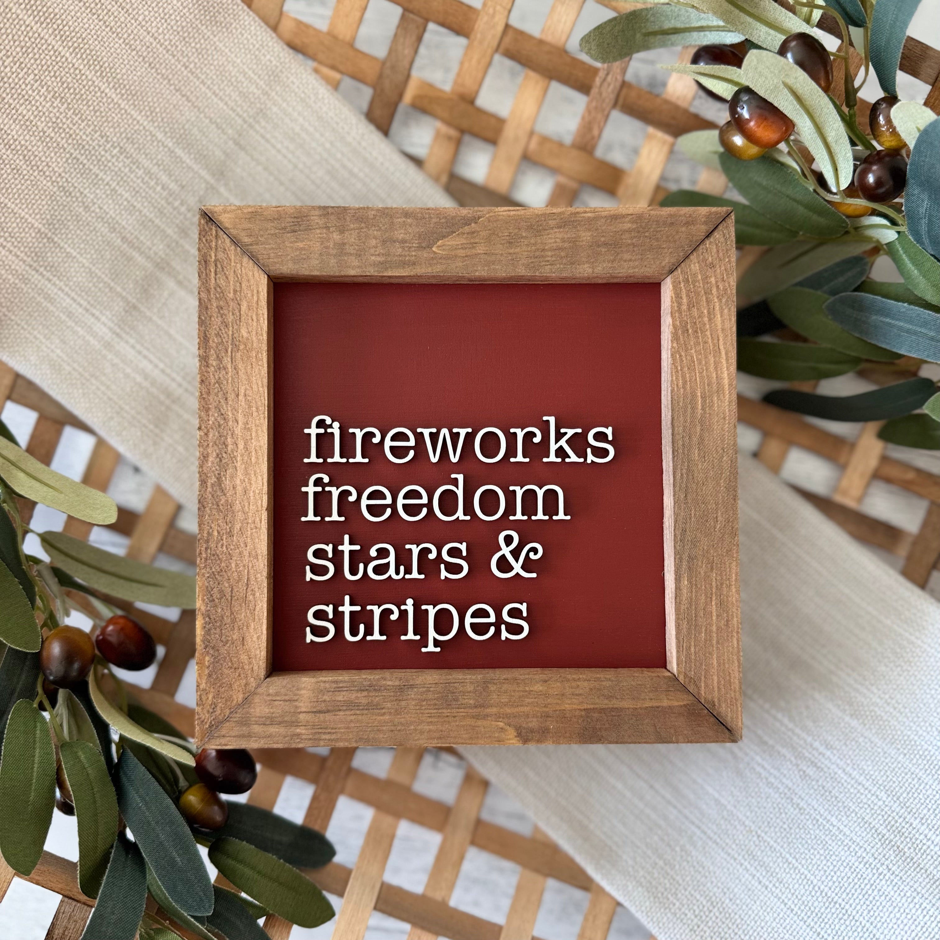 Wooden Framed 4th of July Sign