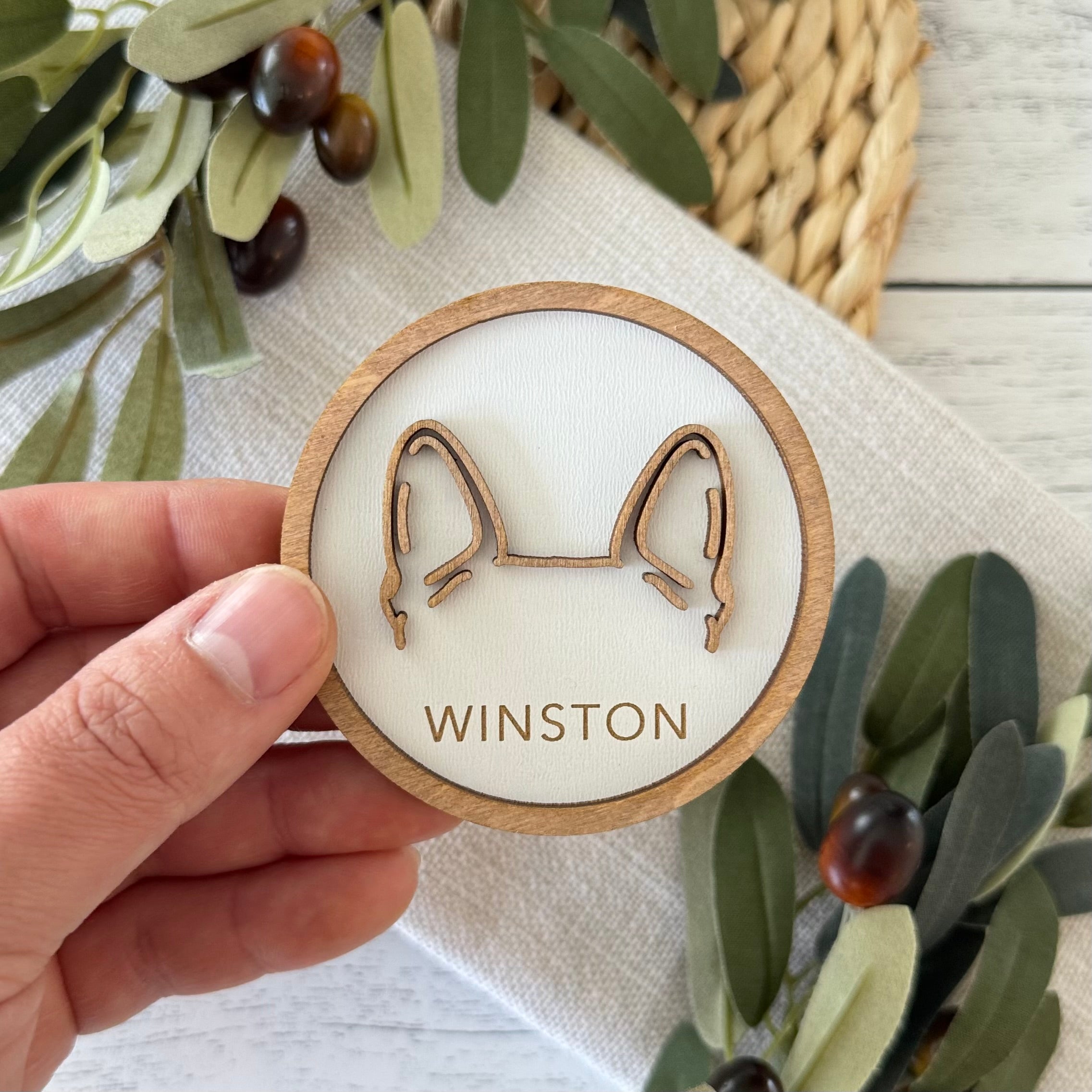Personalized Dog Ear Silhouette Magnet