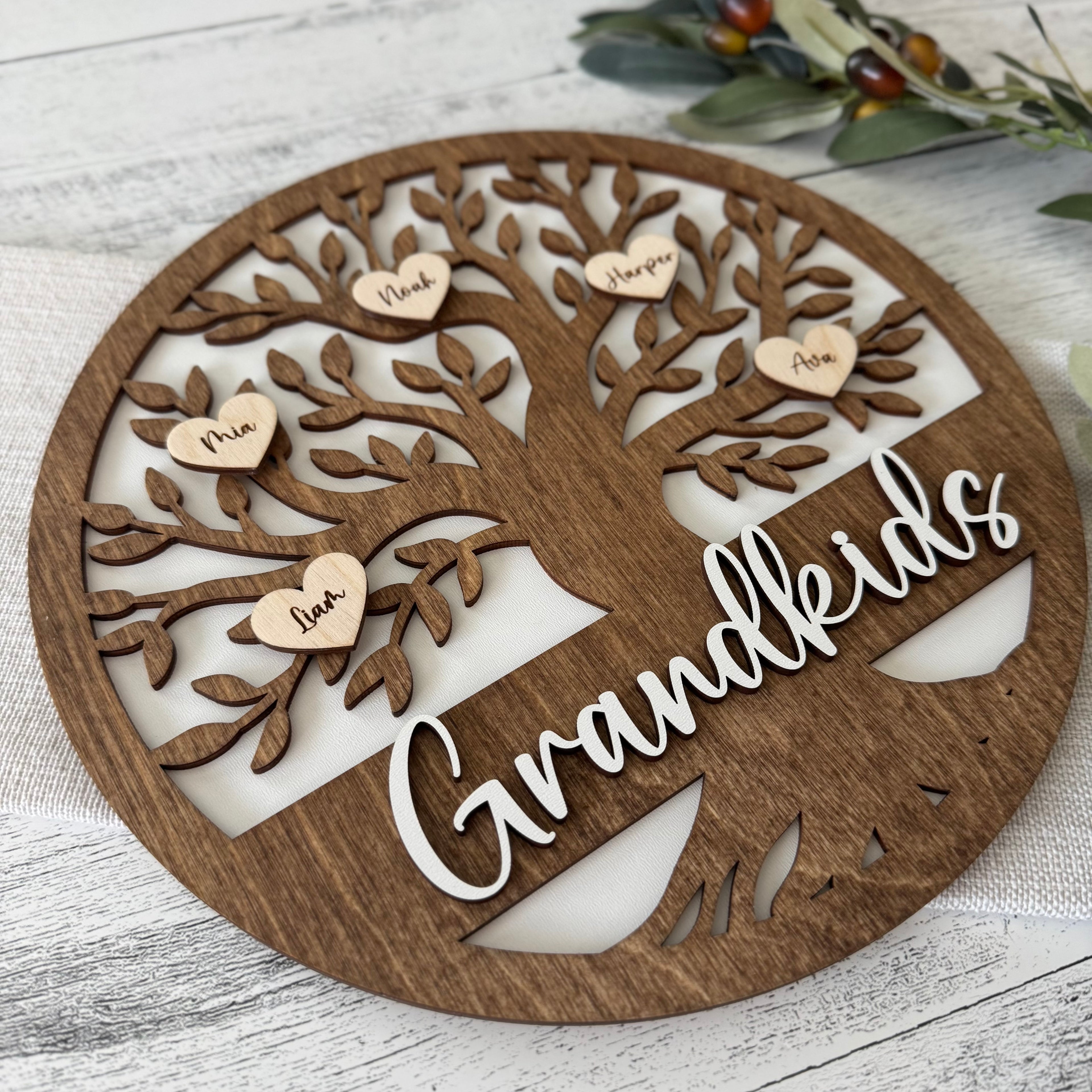 Personalized Grandkids Family Tree Sign