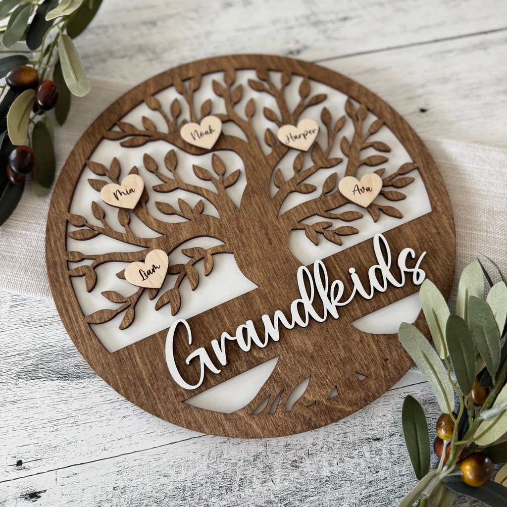 Personalized Grandkids Family Tree Sign