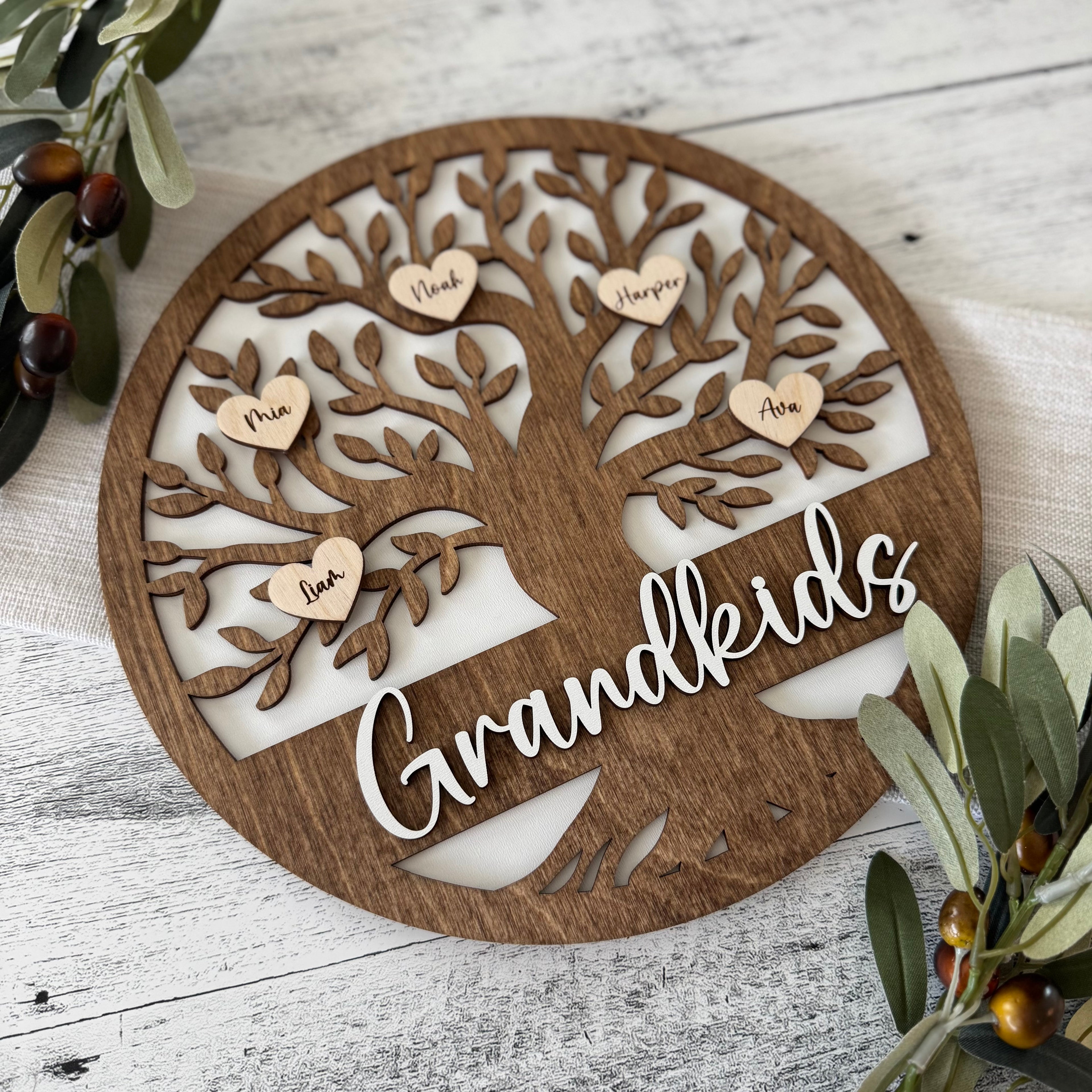 Personalized Grandkids Family Tree Sign