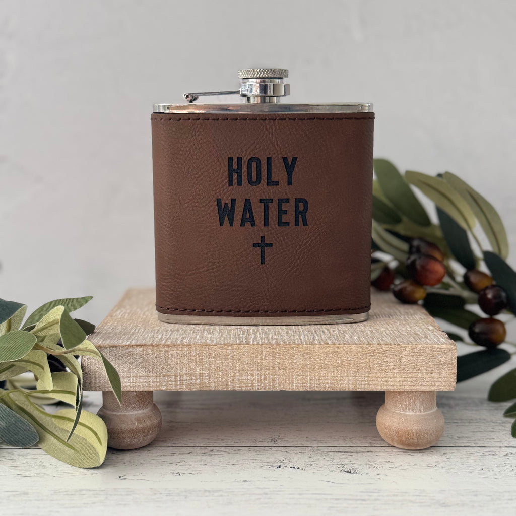Holy Water 6 oz Leather Flask