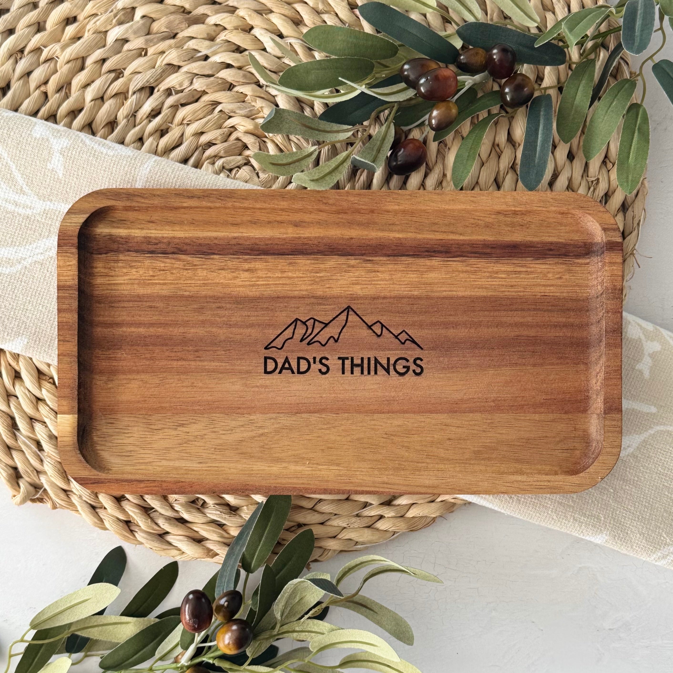 Acacia Wood Engraved Valet Tray | Gift For Dad