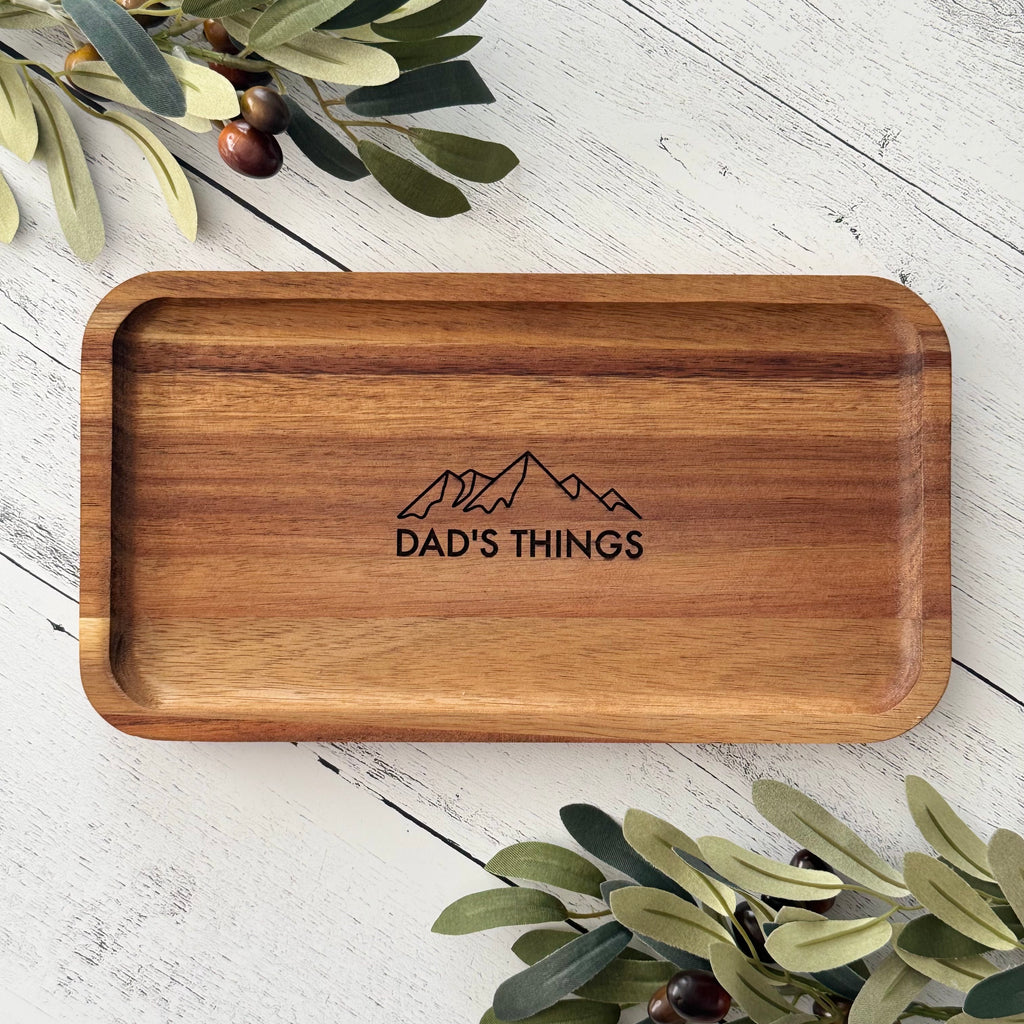 Acacia Wood Engraved Valet Tray | Gift For Dad
