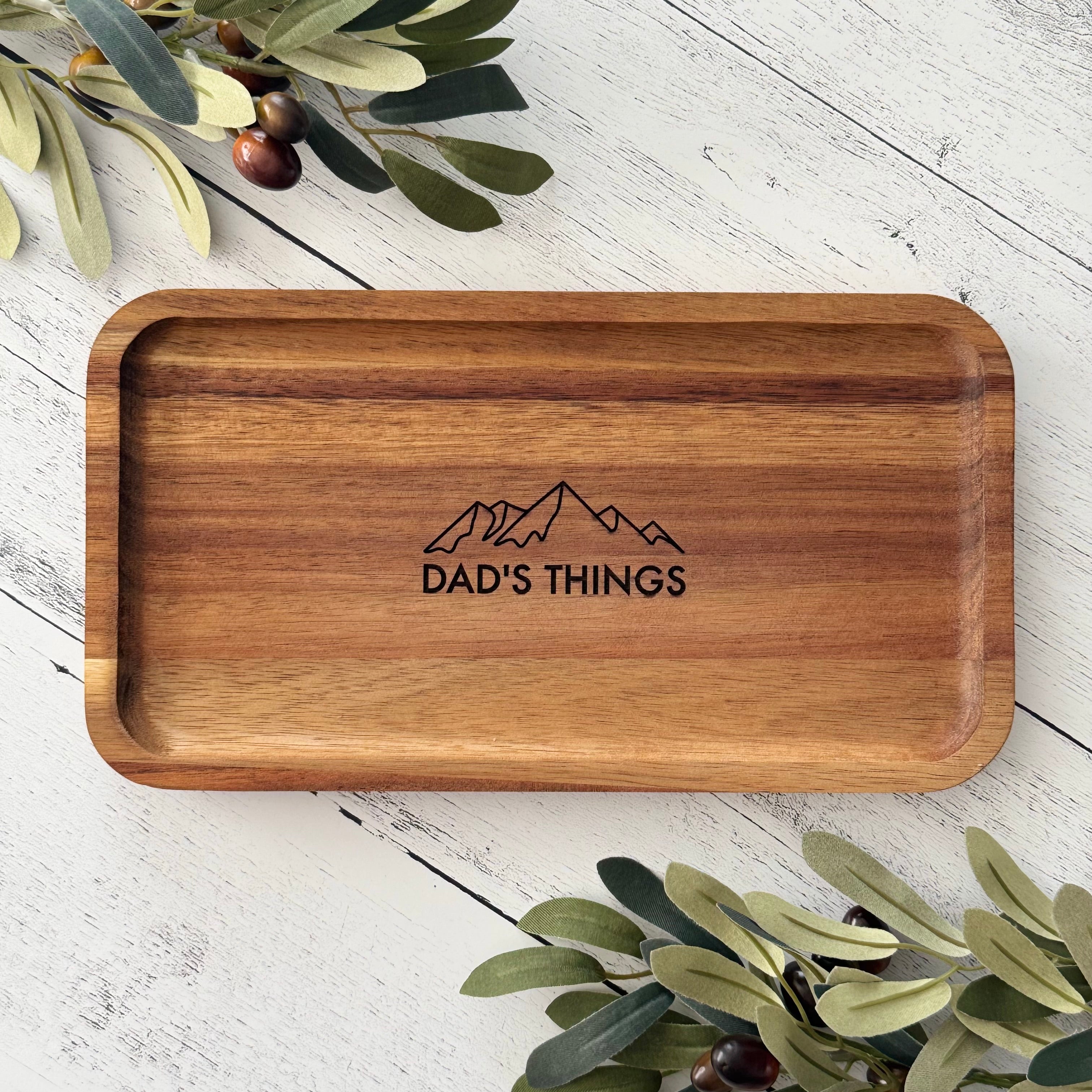 Acacia Wood Engraved Valet Tray | Gift For Dad