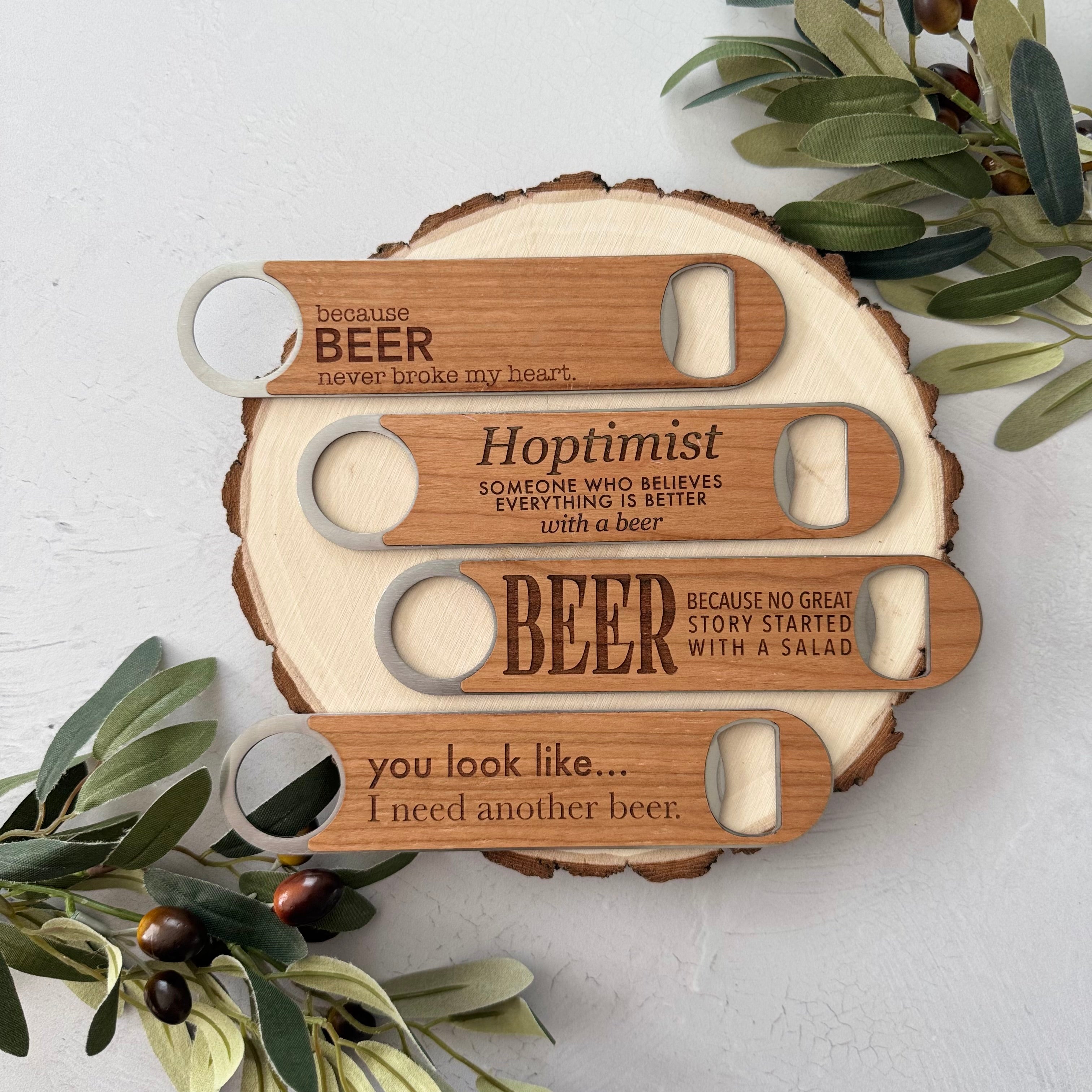 Funny Engraved Wooden Beer Bottle Opener