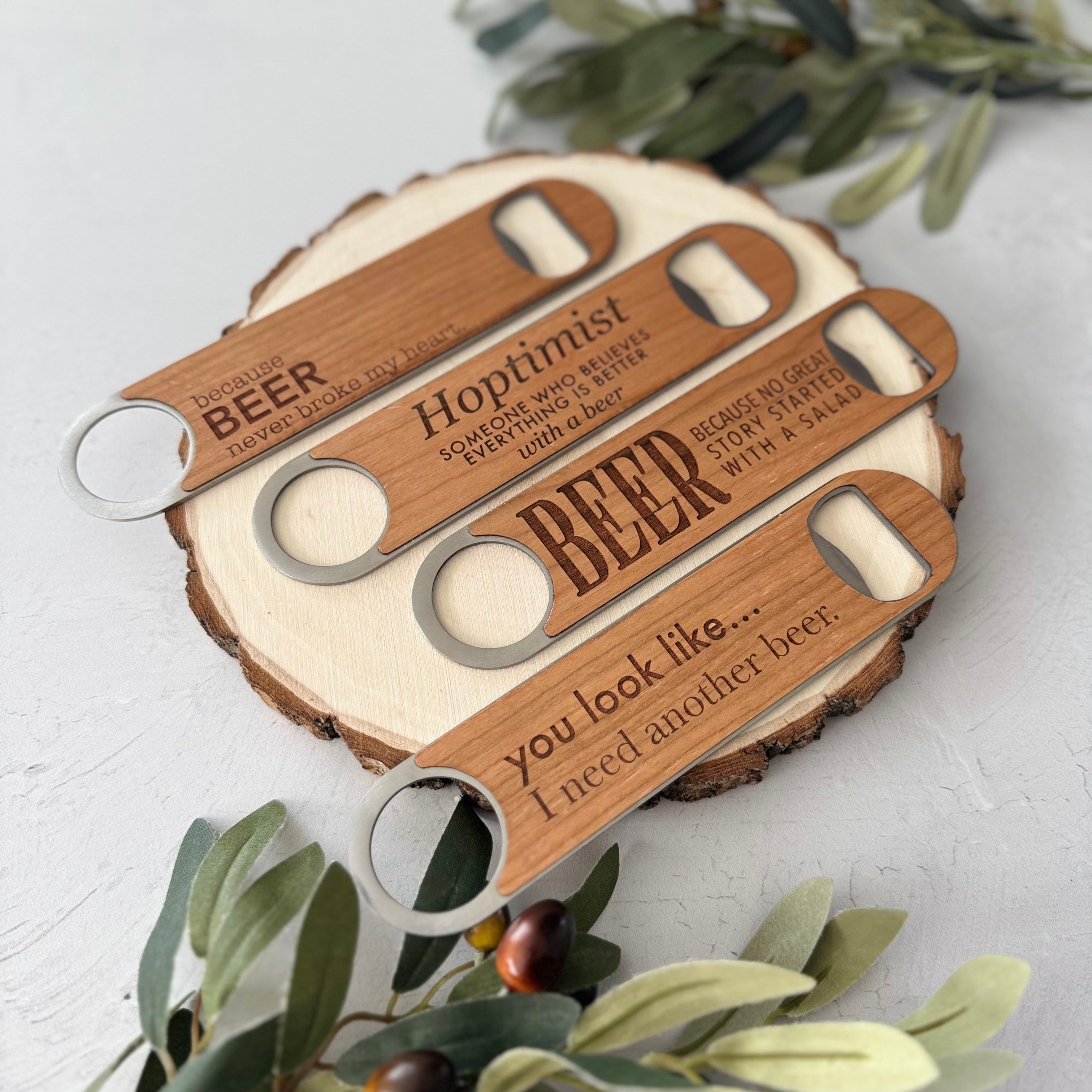 Funny Engraved Wooden Beer Bottle Opener