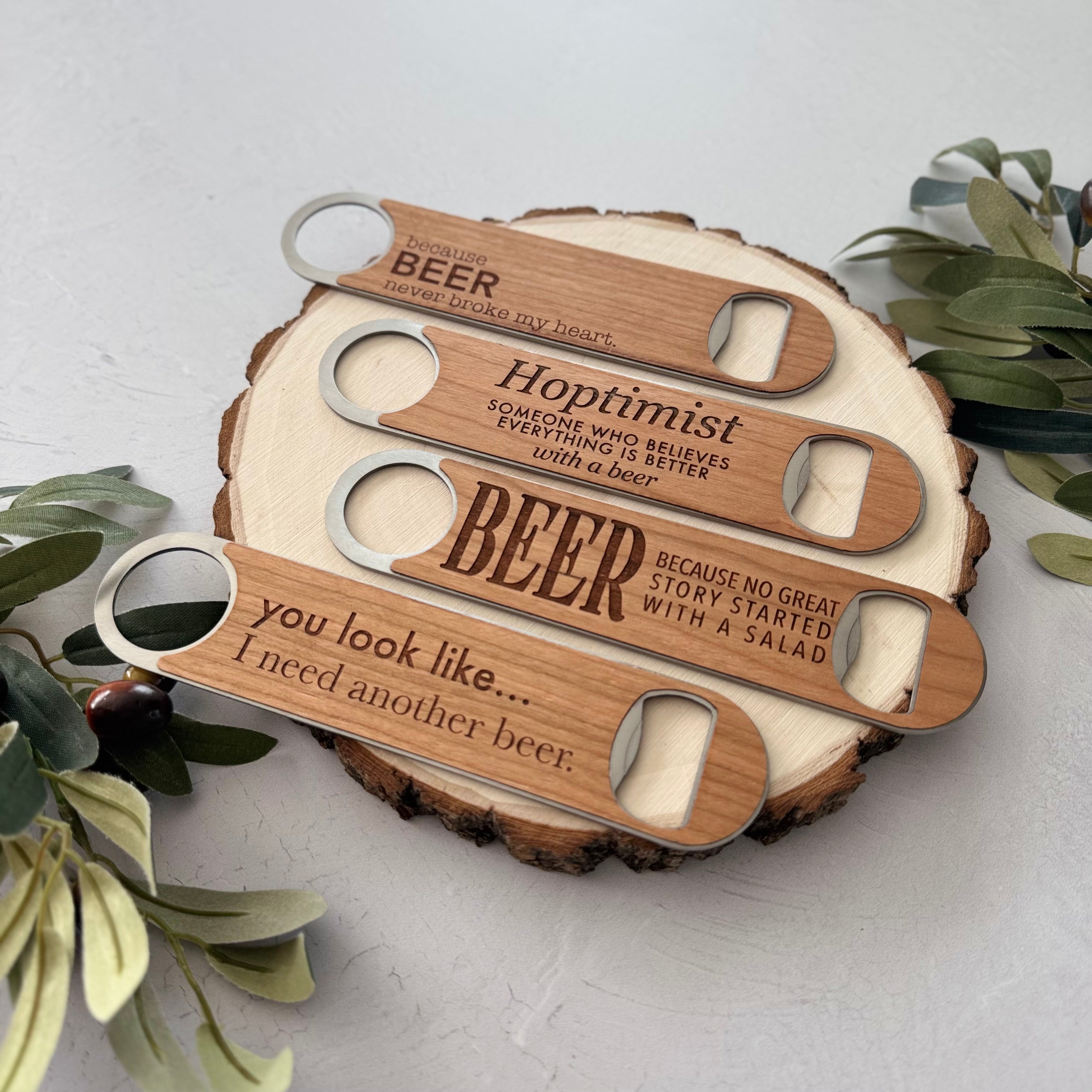 Funny Engraved Wooden Beer Bottle Opener