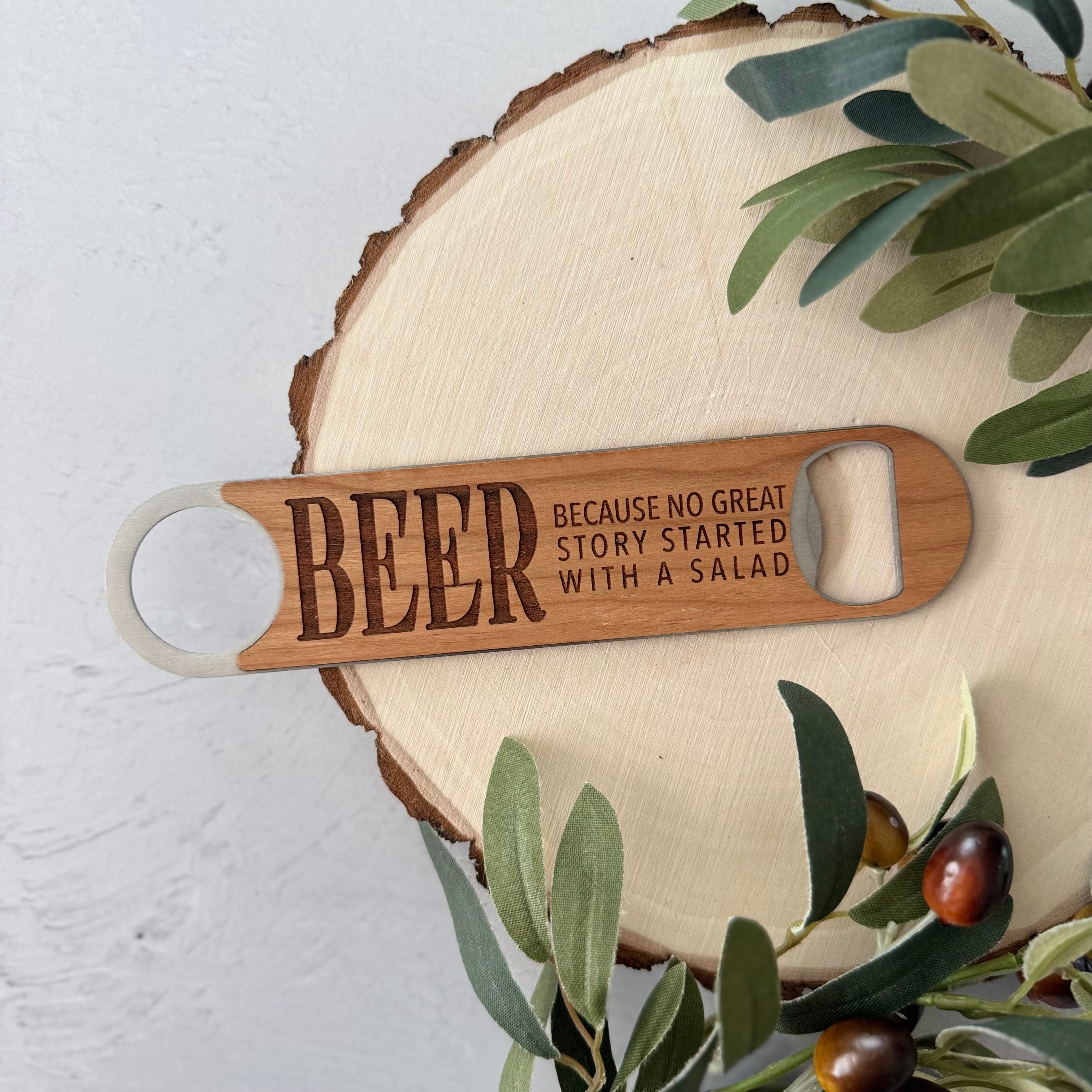 Funny Engraved Wooden Beer Bottle Opener
