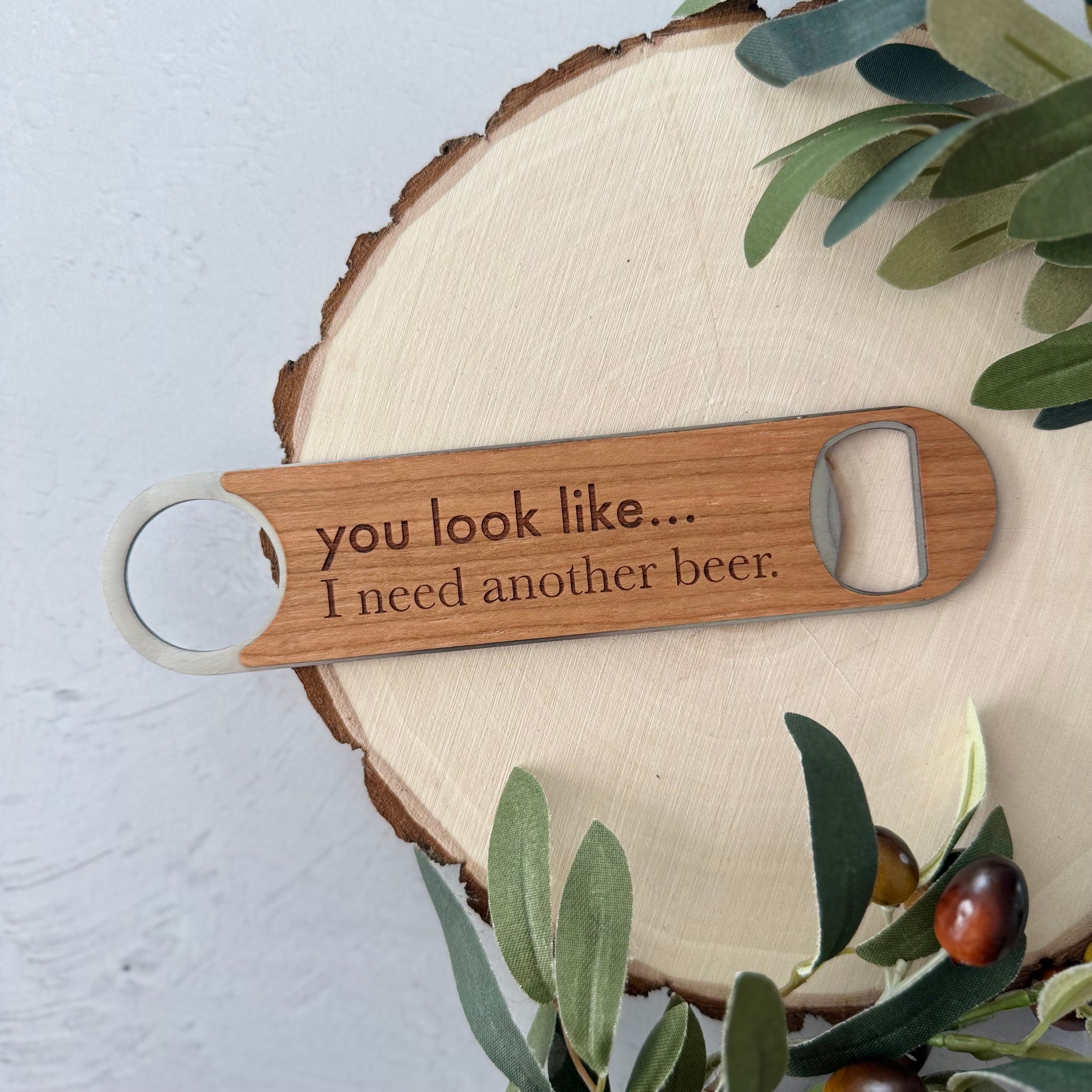 Funny Engraved Wooden Beer Bottle Opener