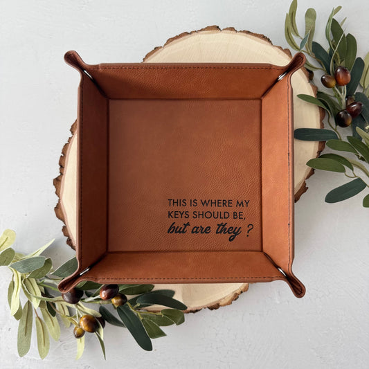 Engraved Leather Catchall Tray