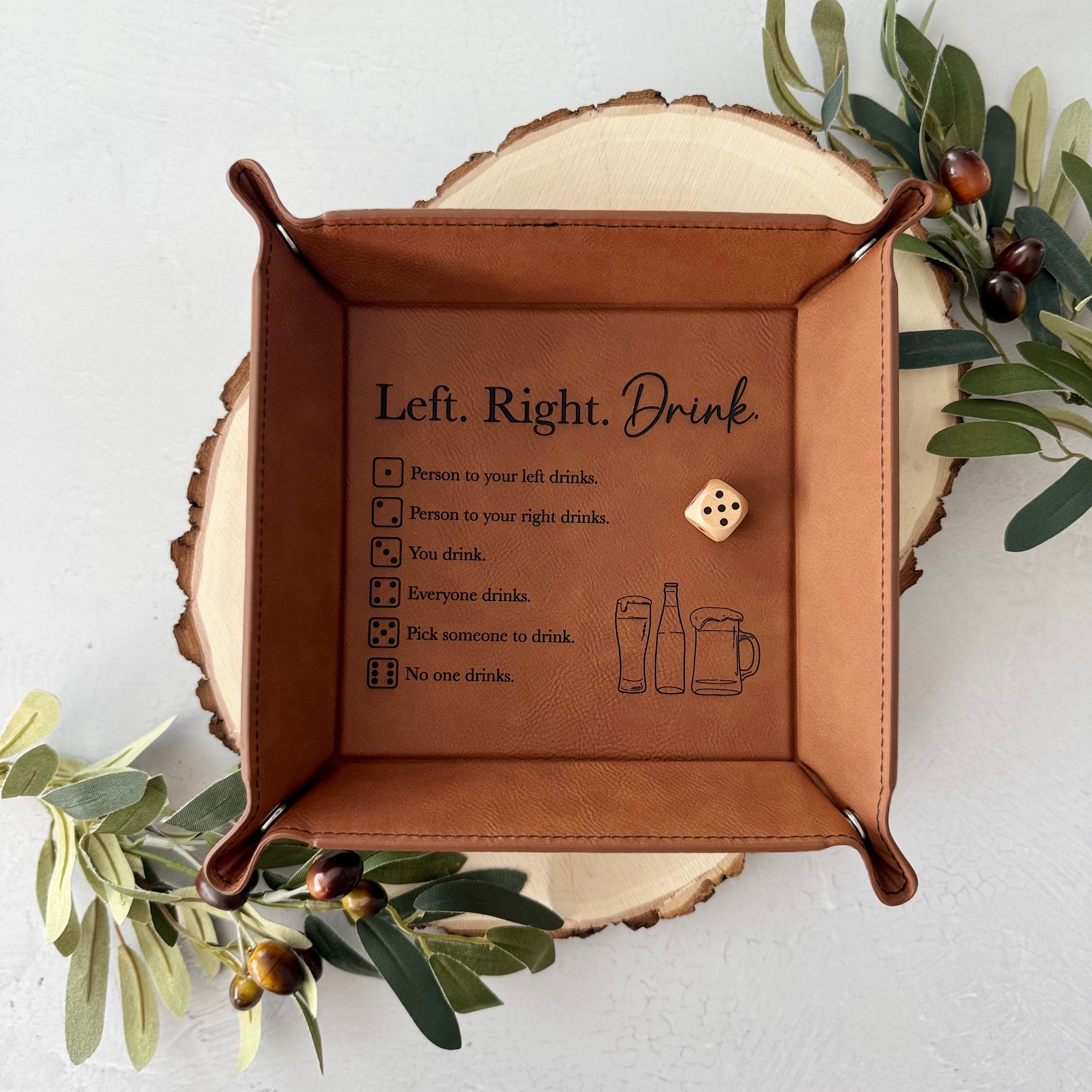 Left Right Drink Game | Leather Adult Drinking Dice Game