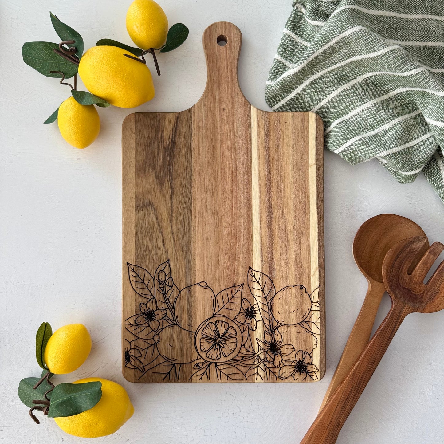 Engraved Acacia Lemon Cutting Board