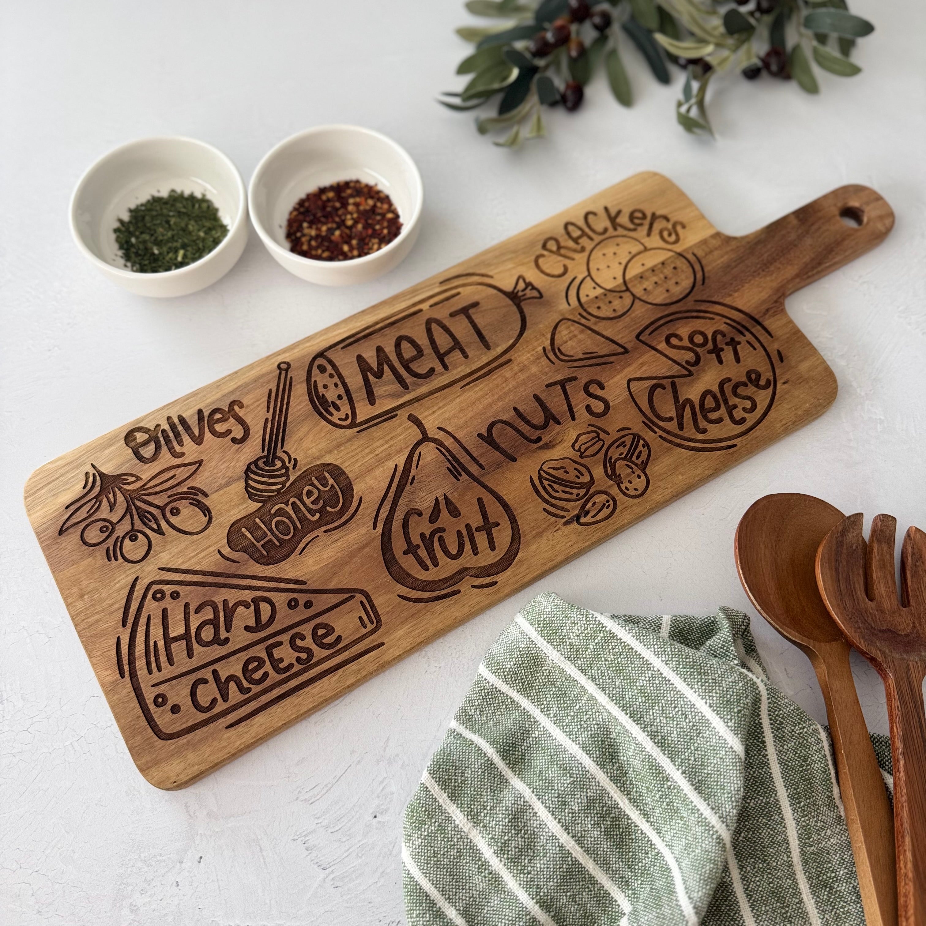Charcuterie Guide Engraved Acacia Cutting Board