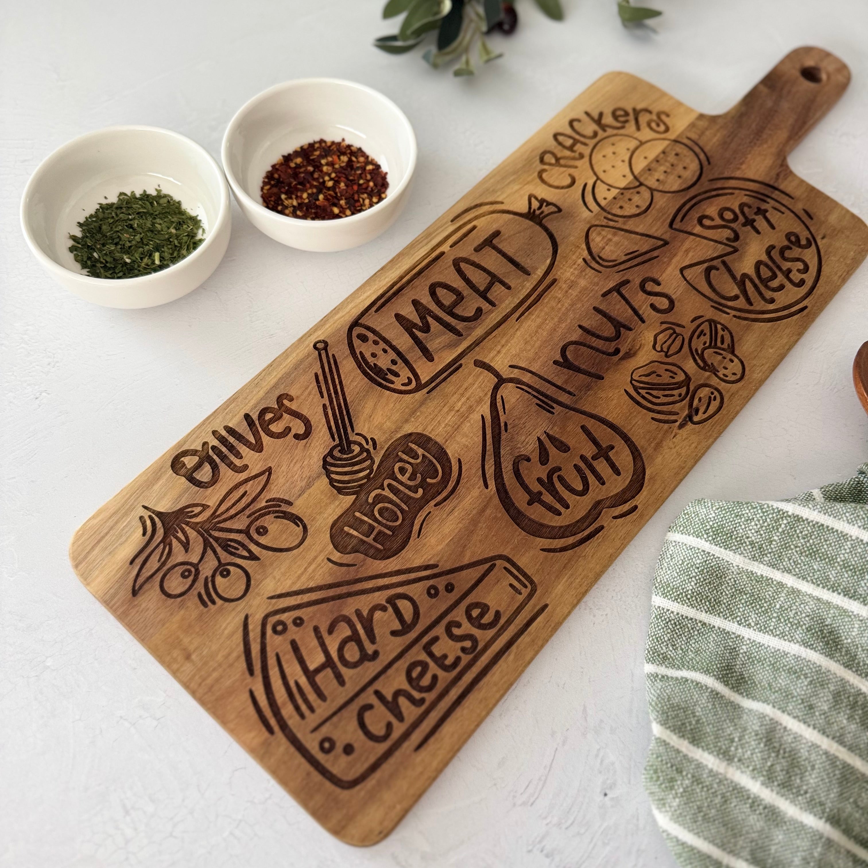 Charcuterie Guide Engraved Acacia Cutting Board