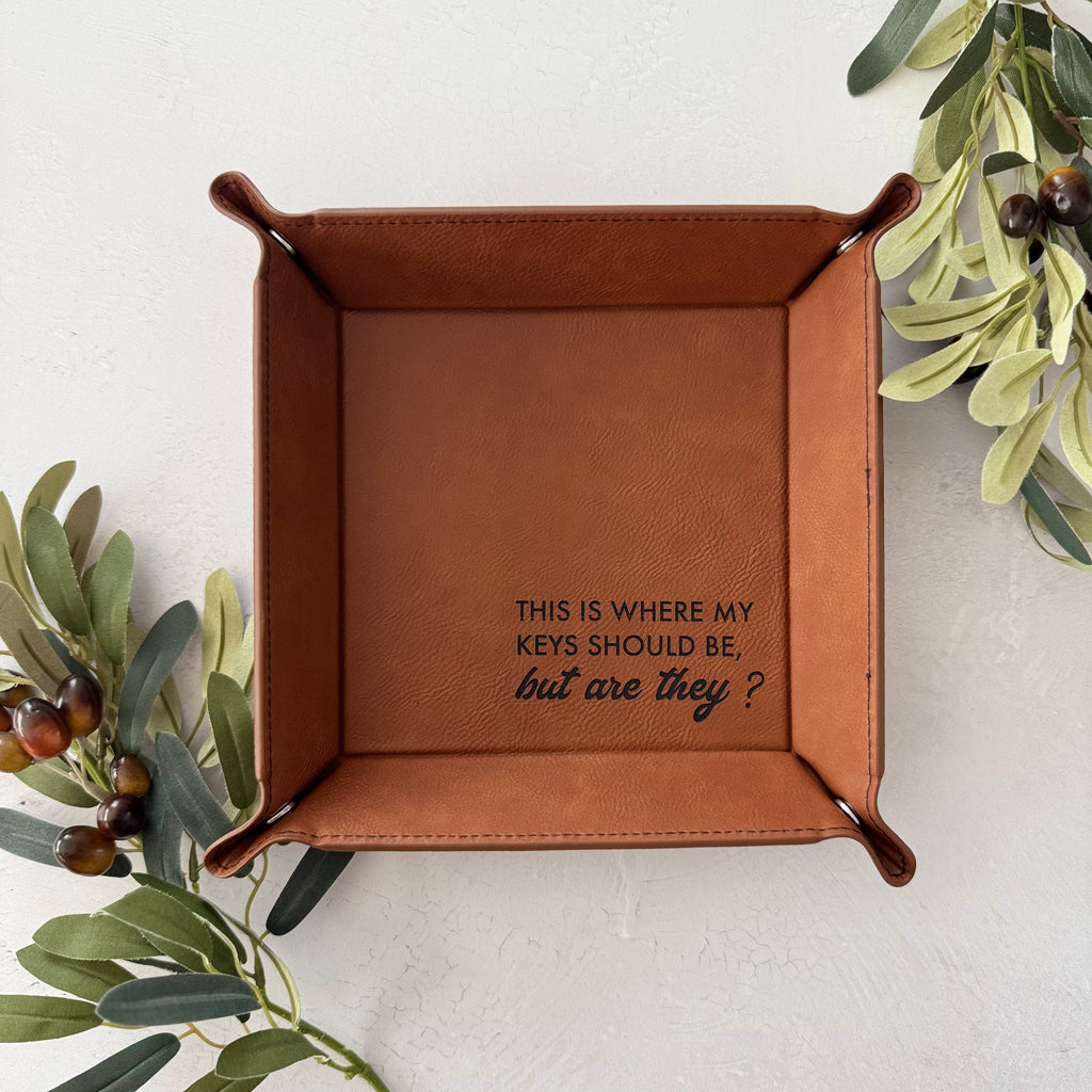Engraved Leather Catchall Tray