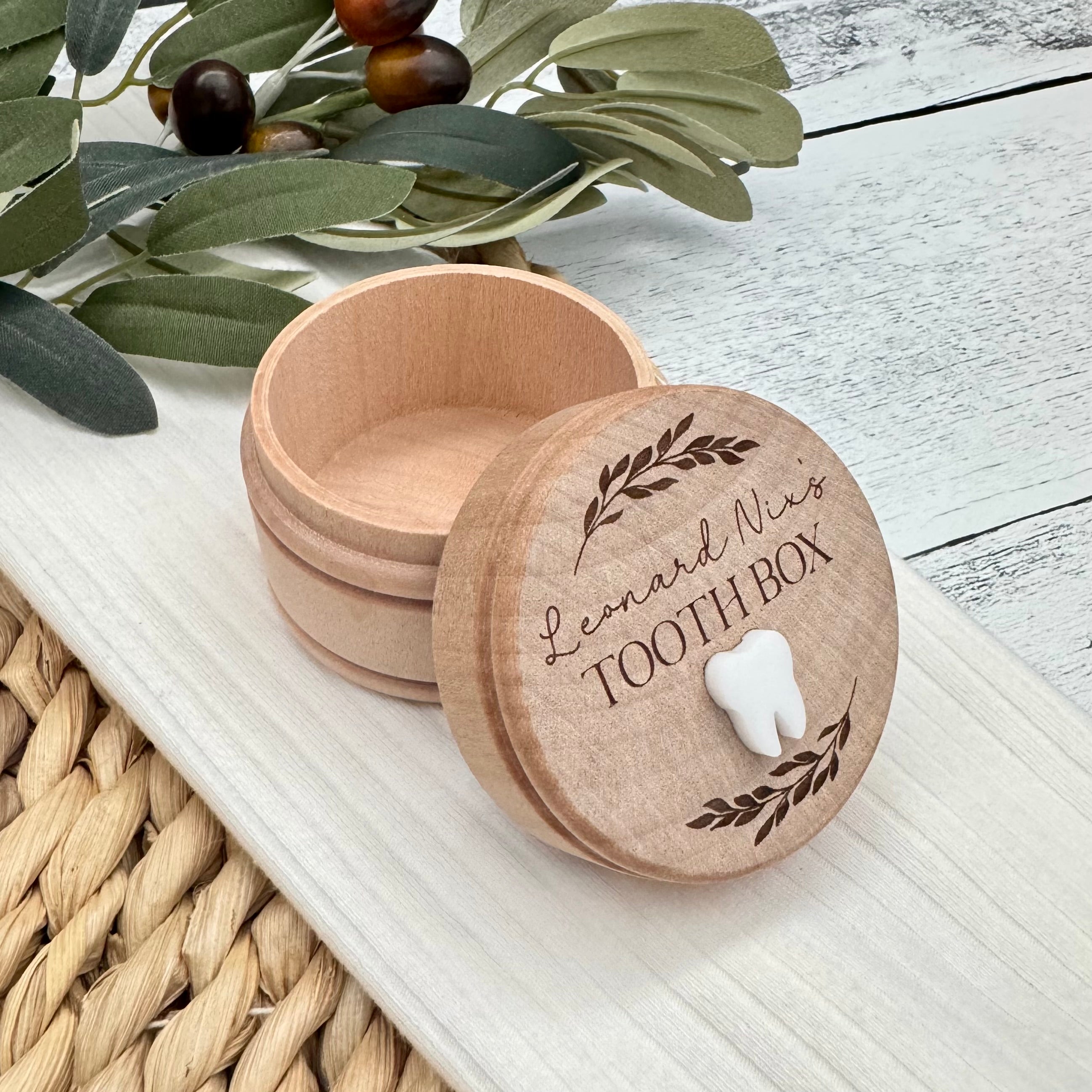 Personalized Wooden Tooth Keepsake Box