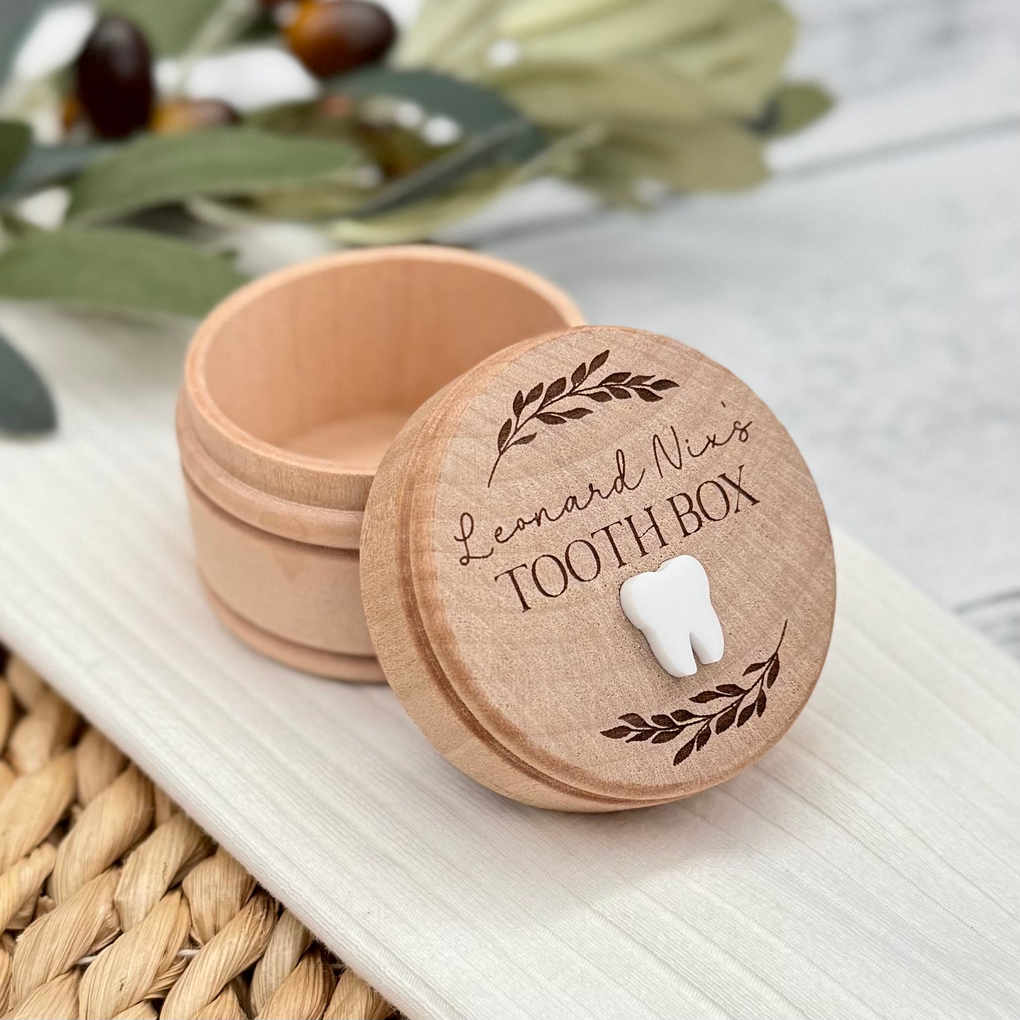 Personalized Wooden Tooth Keepsake Box