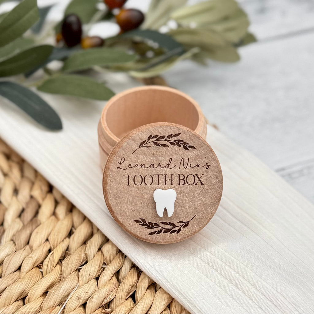 Personalized Wooden Tooth Keepsake Box