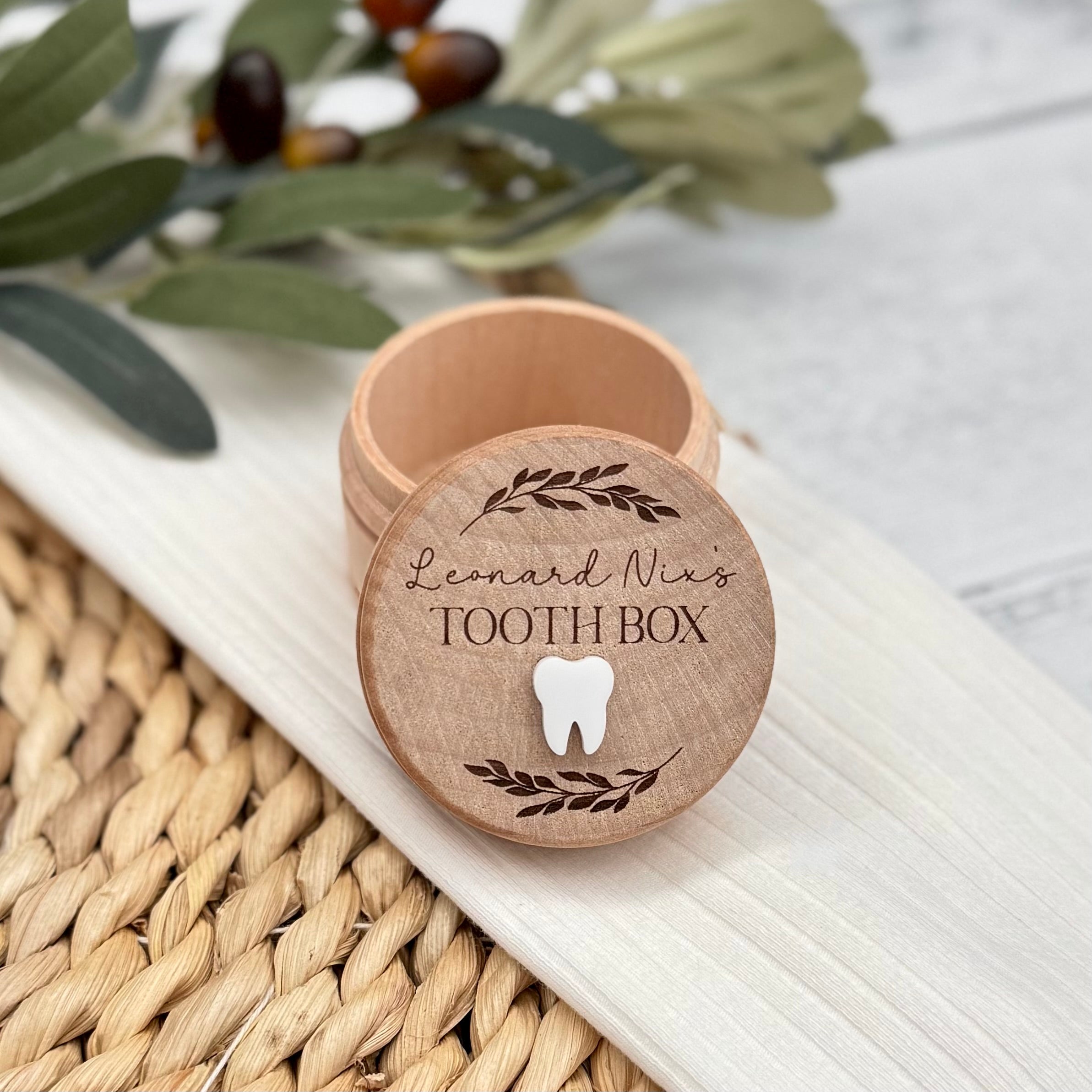 Personalized Wooden Tooth Keepsake Box