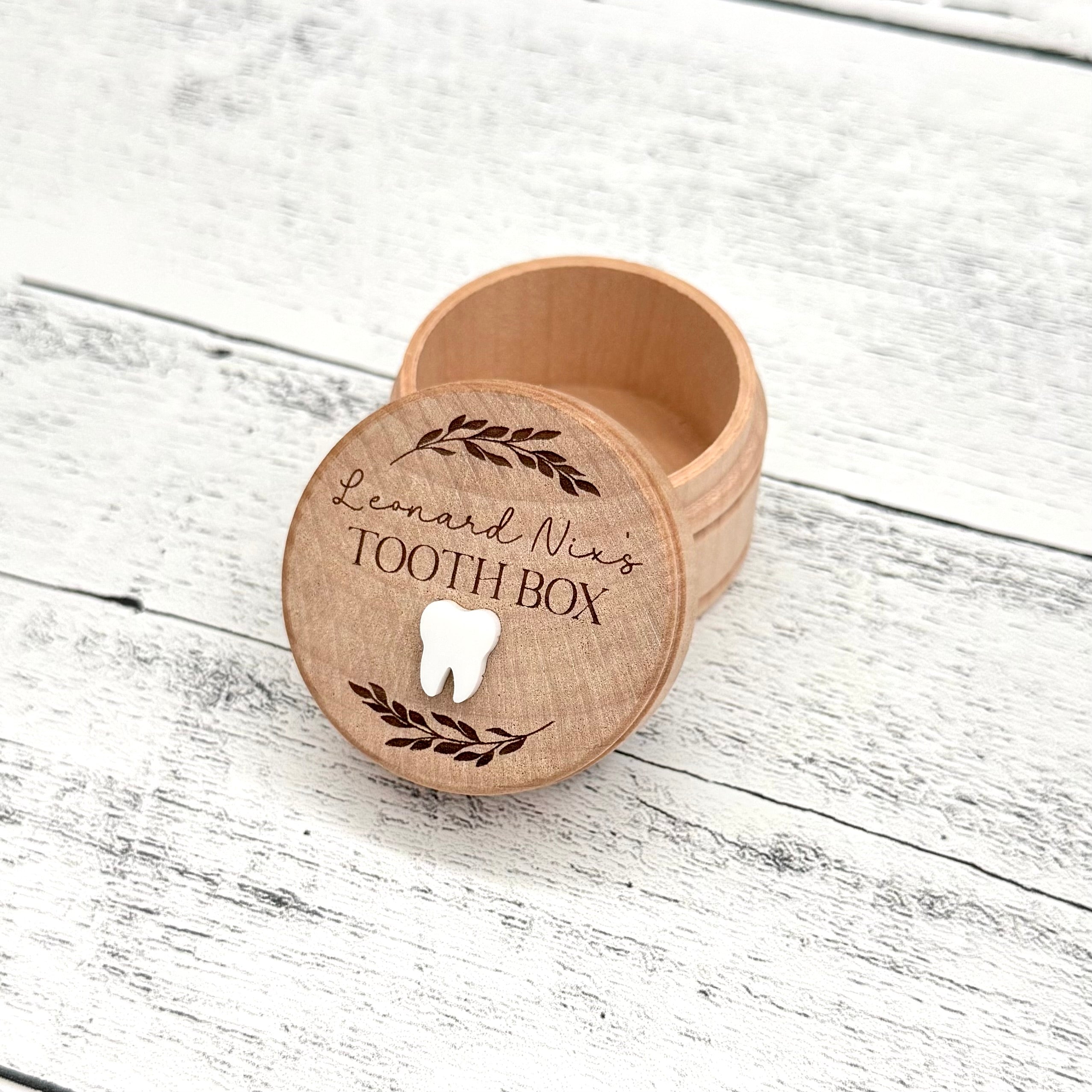 Personalized Wooden Tooth Keepsake Box
