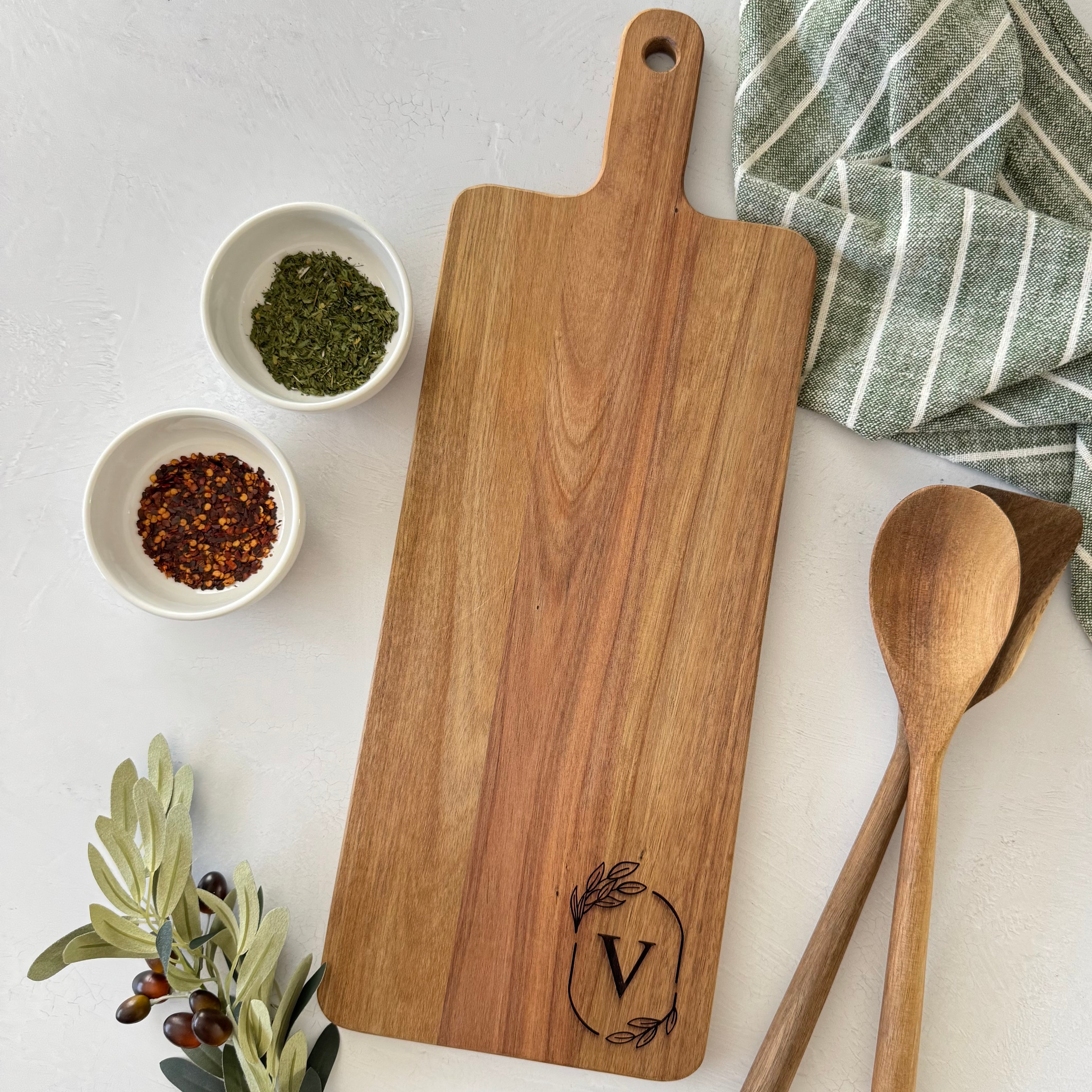 Personalized Monogram Acacia Cutting Board