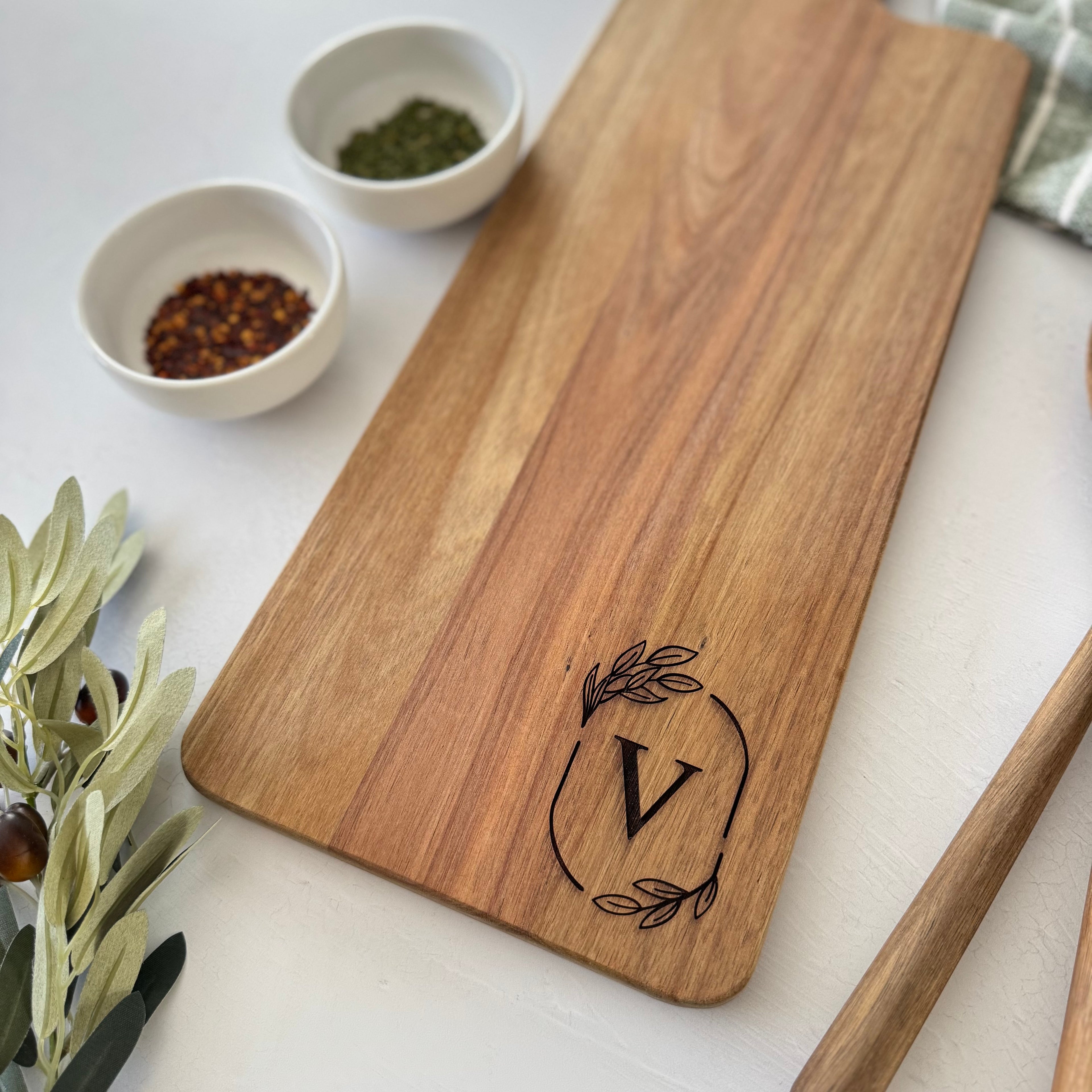 Personalized Monogram Acacia Cutting Board