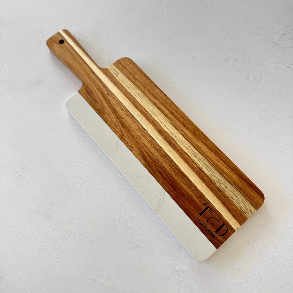 Personalized Marble and Wood Cutting Board
